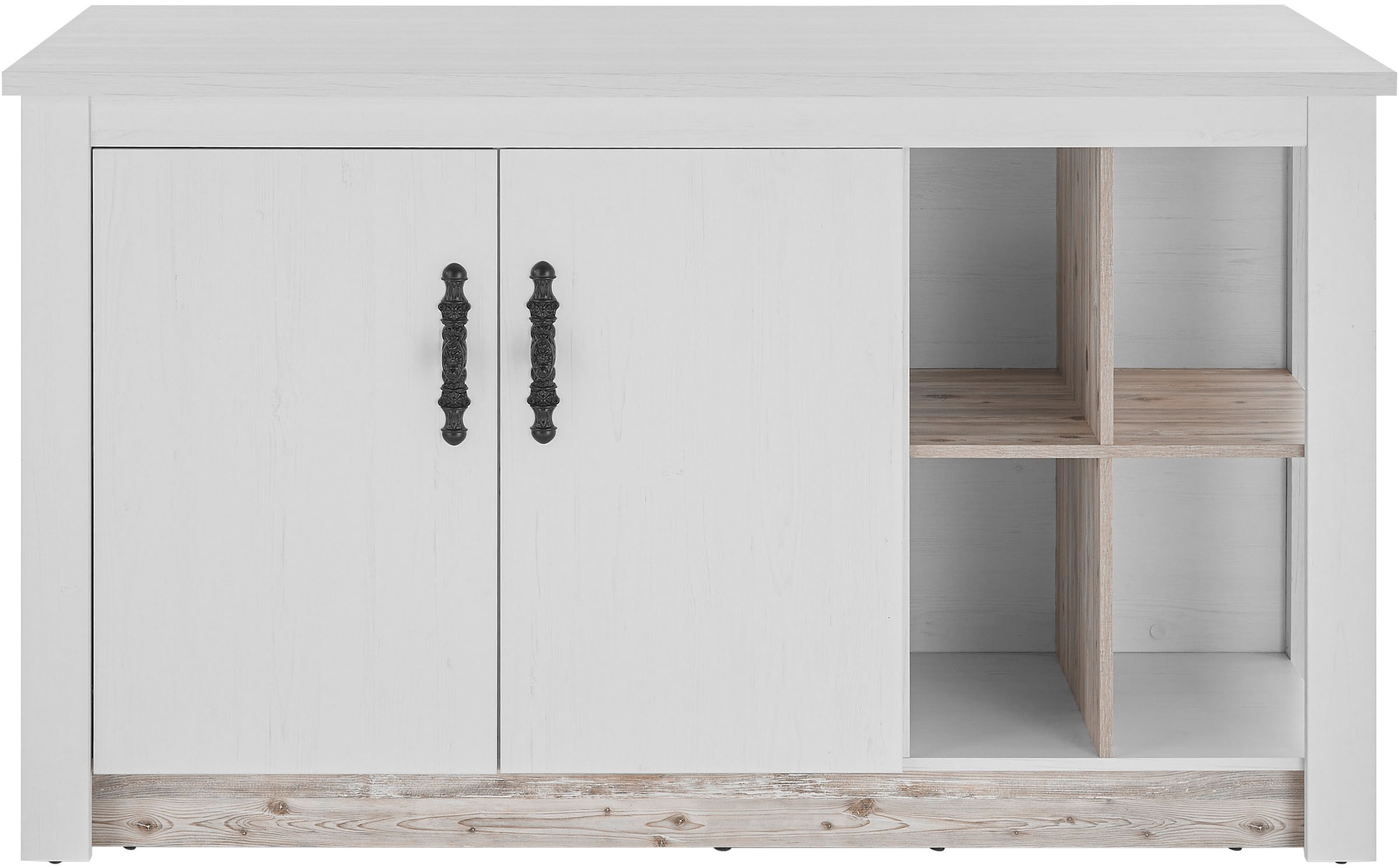 Home affaire Kücheninsel »Florenz, Küchenblock in Pinie Weiss, Kochinsel, Küchenarbeitsblock« Breite 161 cm, mit verschnörkeltem Metallgriff, Arbeitshöhe 92 cm