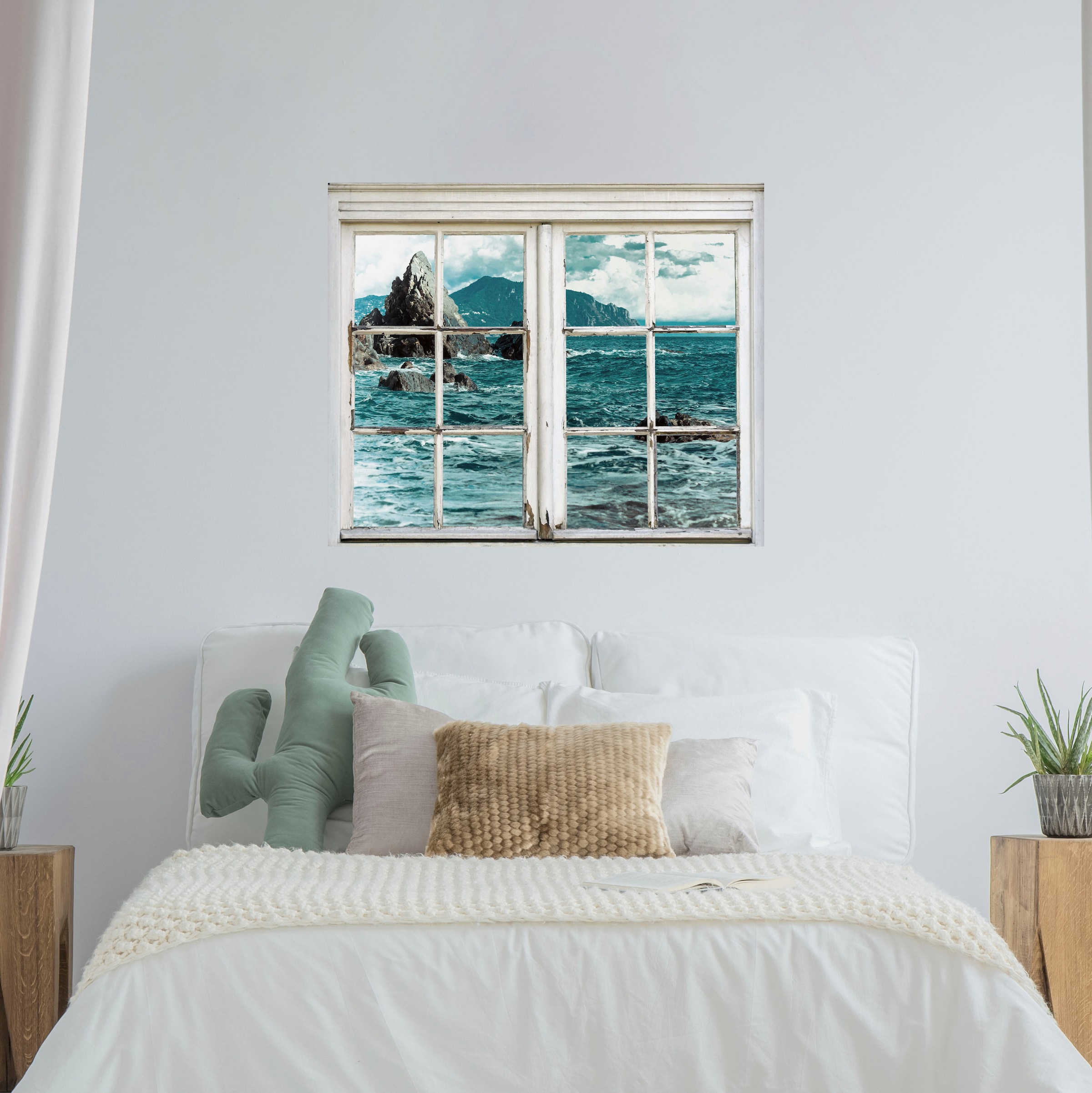queence Wandsticker »Küste« Wandsticker, Wandbild, selbstklebend, 3D, Fenster