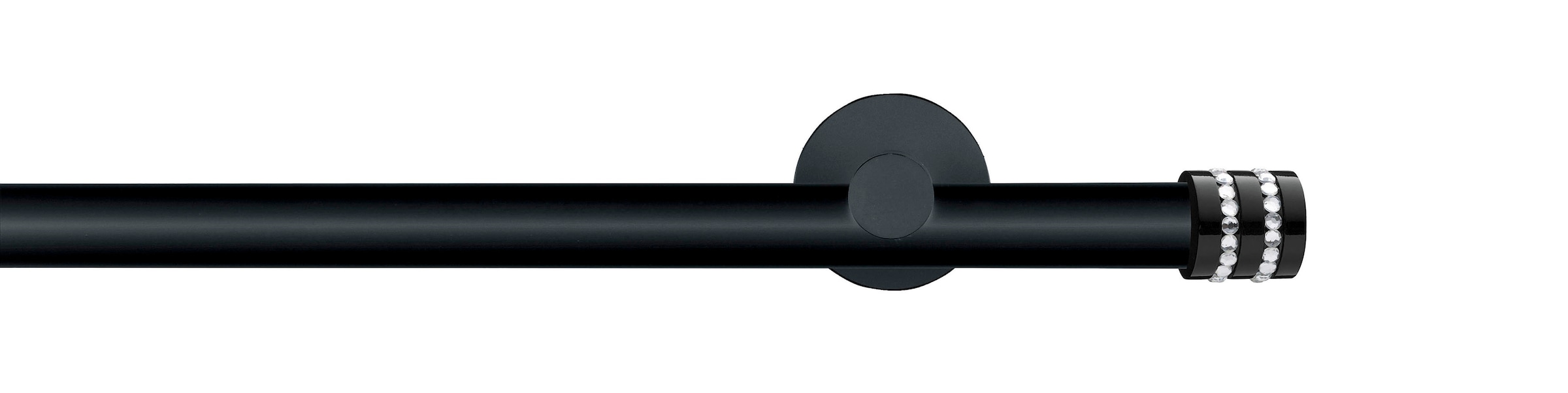 Image of GARESA Gardinenstange "BLACK" Ø 20 mm 1 läufig-läufig Wunschmasslänge Vorhanggarnitur, Innenlauf, verlängerbar, Endknopf mit Glitzersteinen