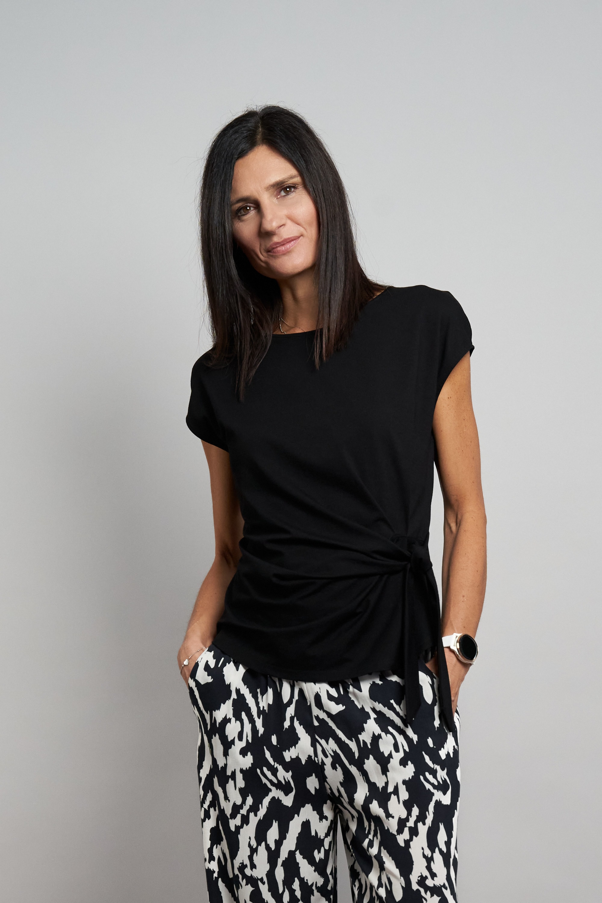 Image of Seidel Moden Kurzarmshirt Rundhals-Shirt mit Knoten-Detail an der Seite - MADE IN GERMANY