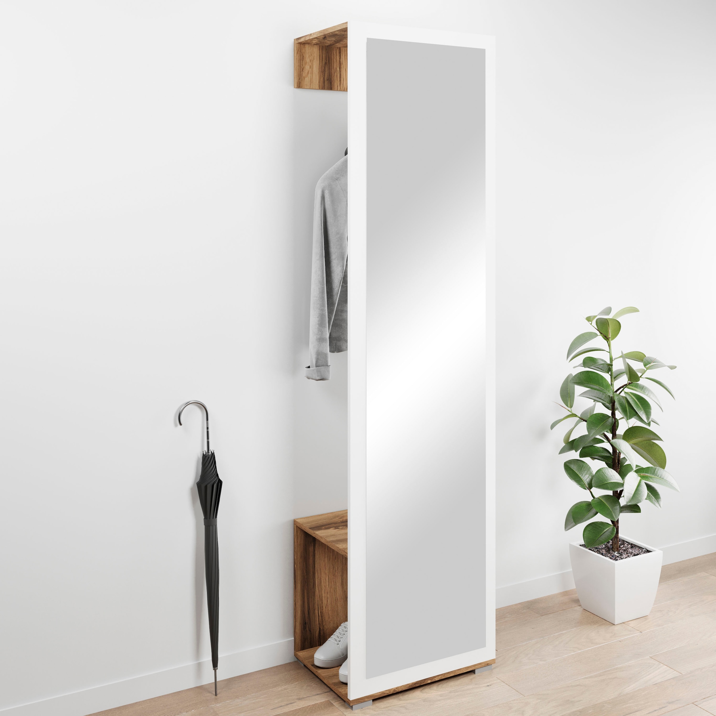 GOODproduct Garderobenschrank »Paris« moderne Garderobenschrank 190cm, mit Kleiderstange und Frontspiegel