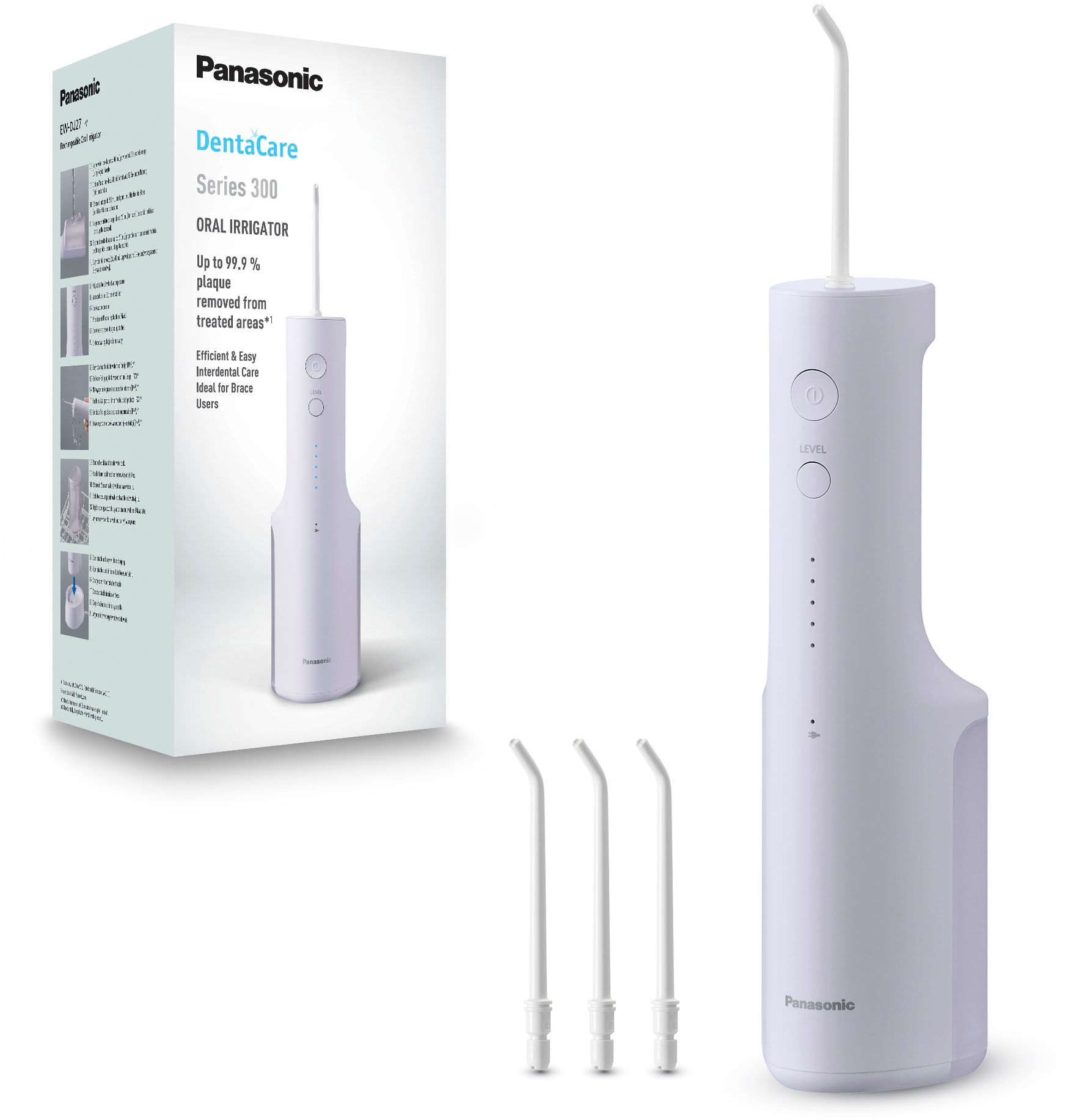 Image of Panasonic Munddusche "EW-DJ27-V303" 4 Stk. Aufsätze Kabellos, 5 Stufen, 200 ml Wassertank, kontaktloses Laden