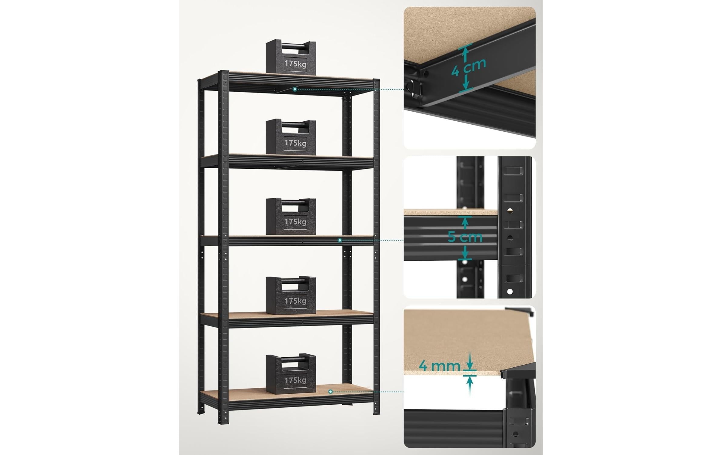 SONGMICS Étagère »Songmics Regal 5 Ablagen Schwarz«