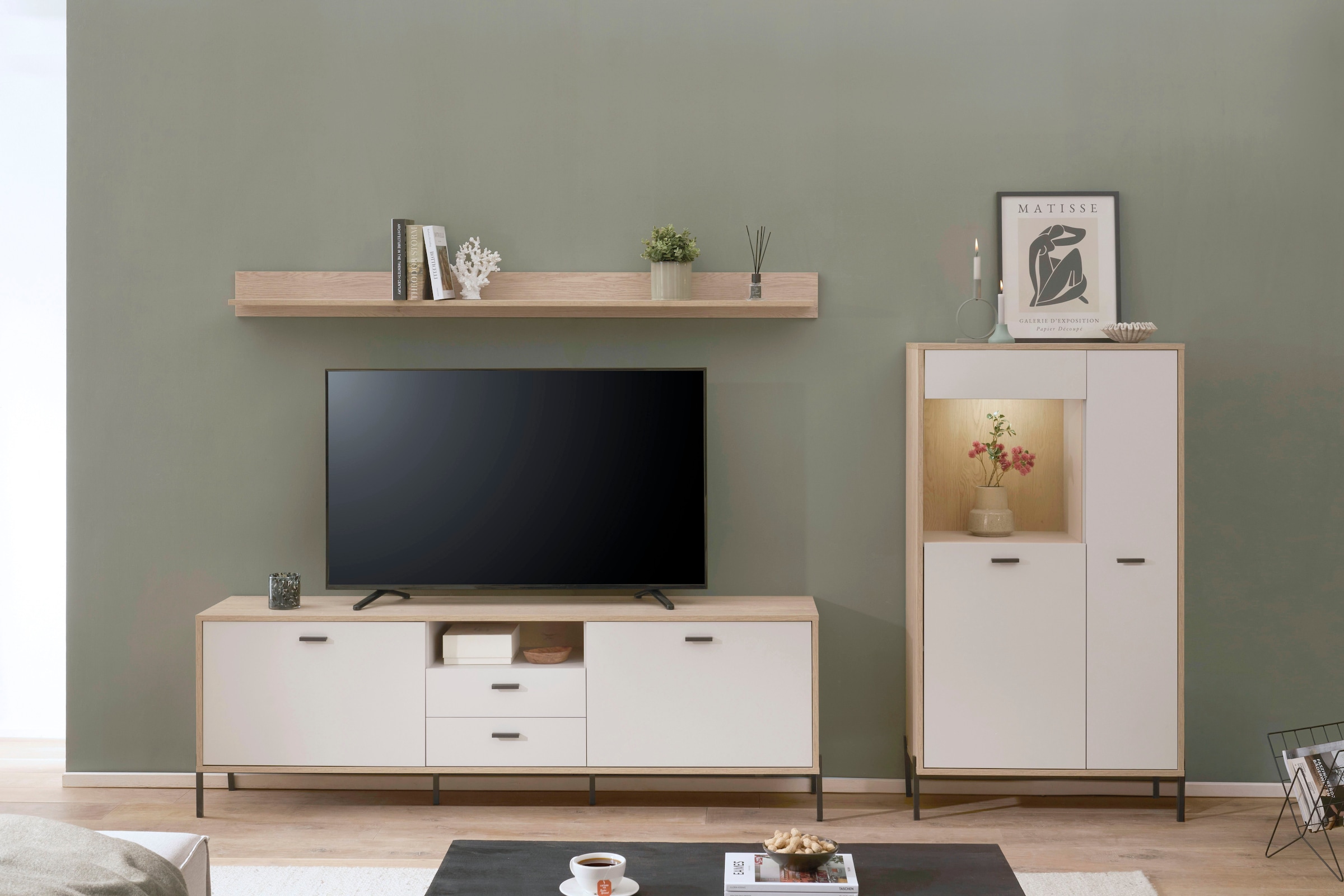 Home affaire Wohnwand »Fredericia, moderne Anbauwand, Komplettset in Kaschmir« Set, 3 Stk. tlg.