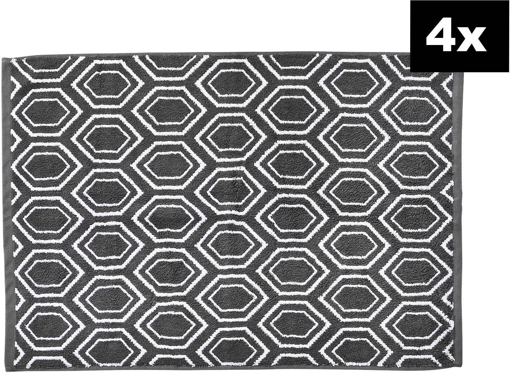 done.® Badematte »DAILY SHAPES Ethno 4er-Set« Höhe 5 mm fussbodenheizungsgeeignet Badvorleger aus 100% Baumwolle, Jacquardgewebt