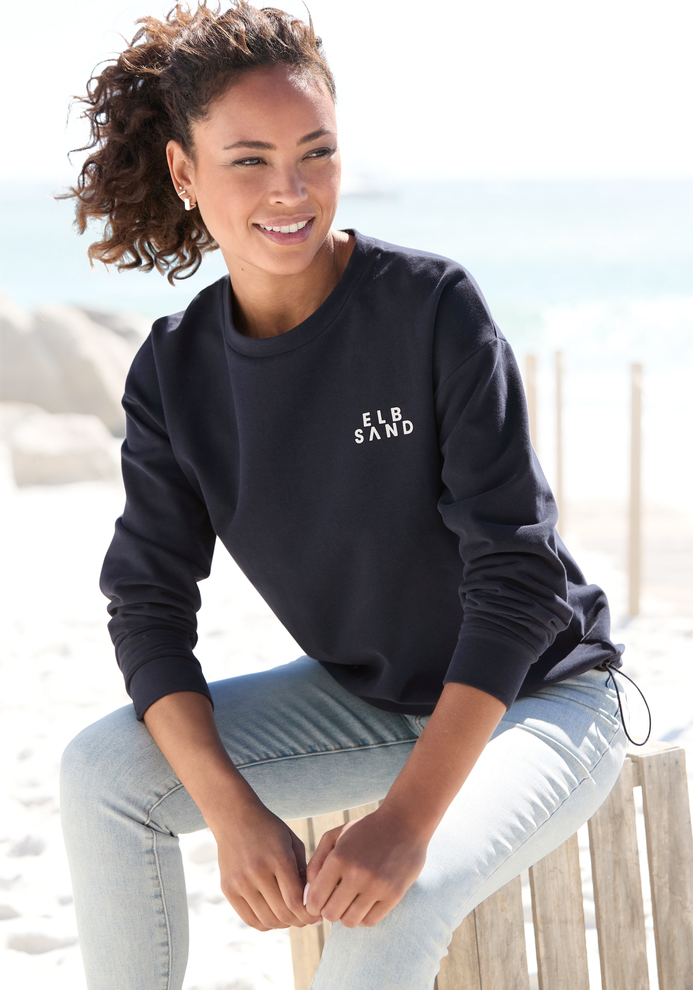 Image of Elbsand Sweatshirt "Carisa", mit verstellbarem Gummizug am Saum, lockere Passform, casual-sportlich