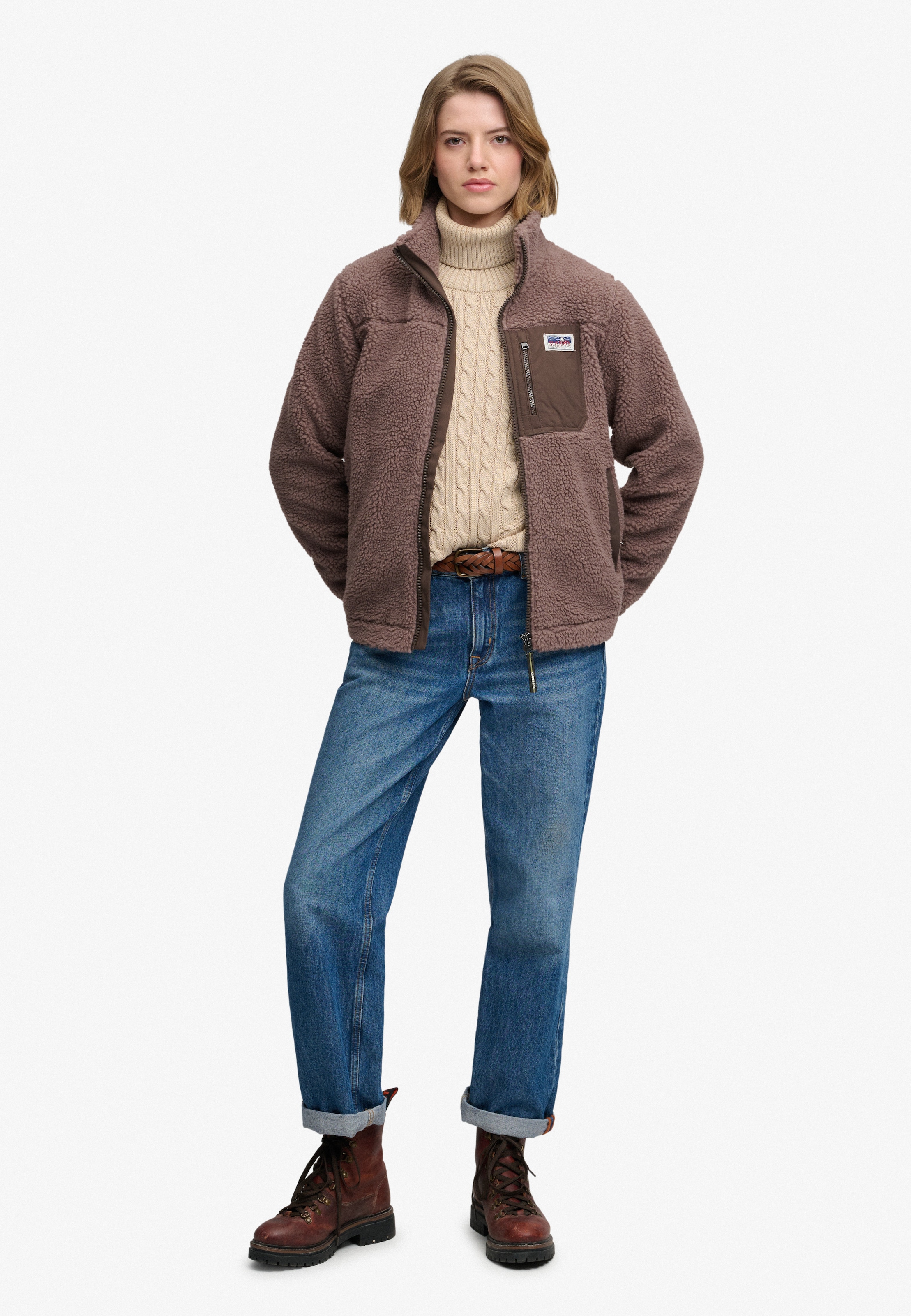 Superdry Sweat à capuche »HERITAGE ZIP THROUGH FLEECE« fibre synthétique, coupe décontractée