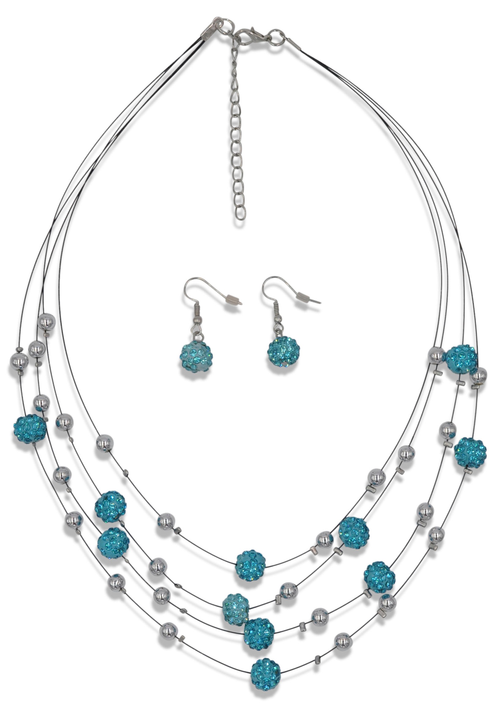 Image of Firetti Ohrring und Ketten Set "Blue Crystal" (Set, 3 Stk. tlg.) mit Glasstein