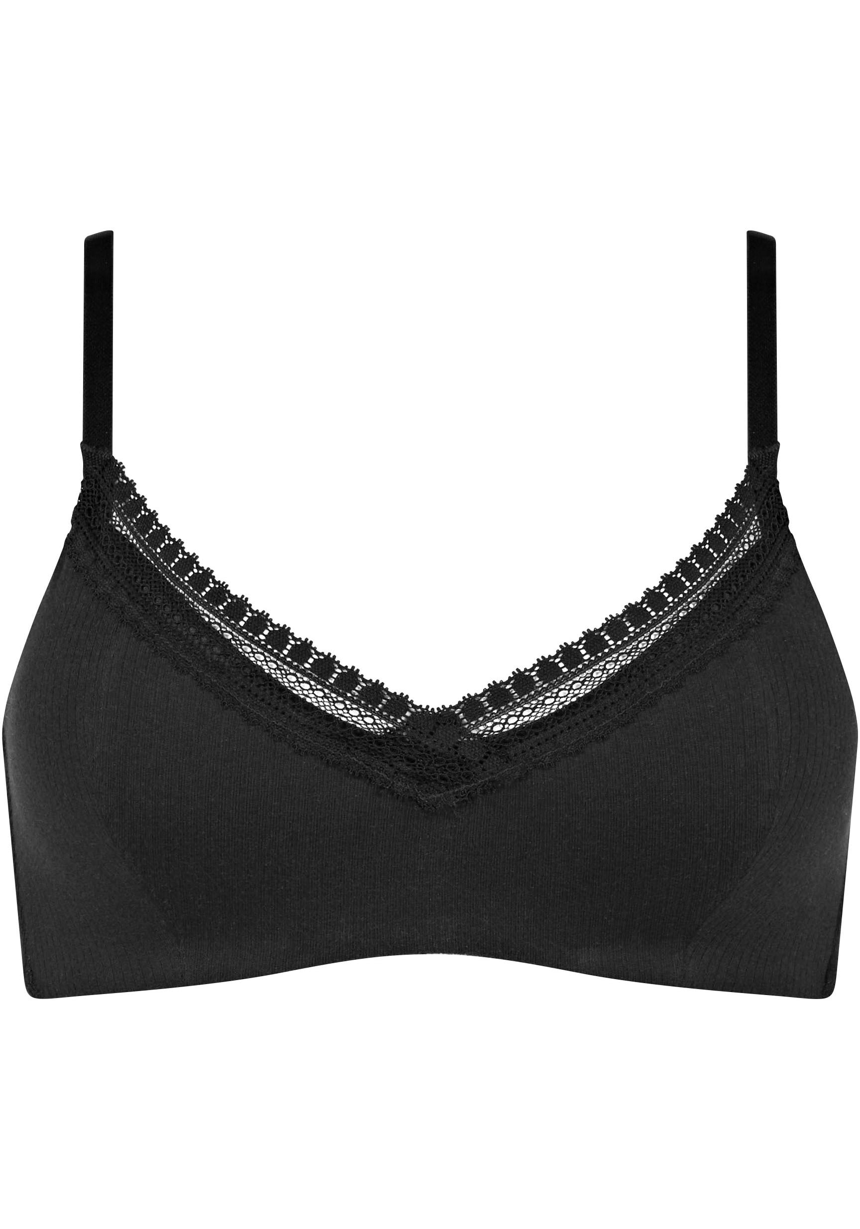 sloggi Schalen-BH »GO Ribbed«, weiche Rippware, Spitzenbesatz, mittlerer Halt, Baumwollmischung