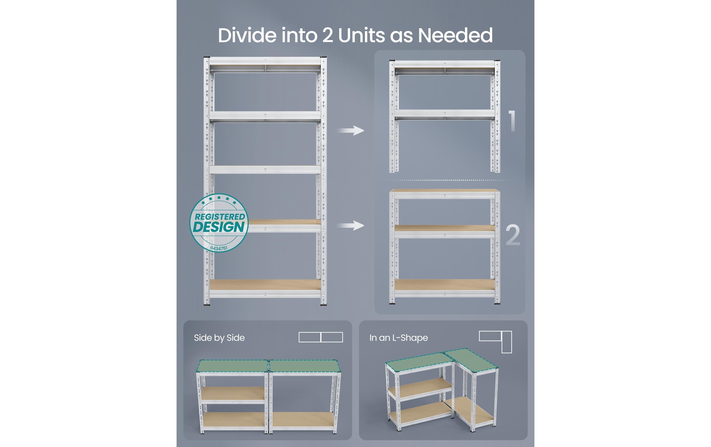 SONGMICS Étagère pour charges lourdes »Heavy-Duty Storage Shelves« Ensemble d'étagères lourdes avec étagères réglables et haute capacité de charge