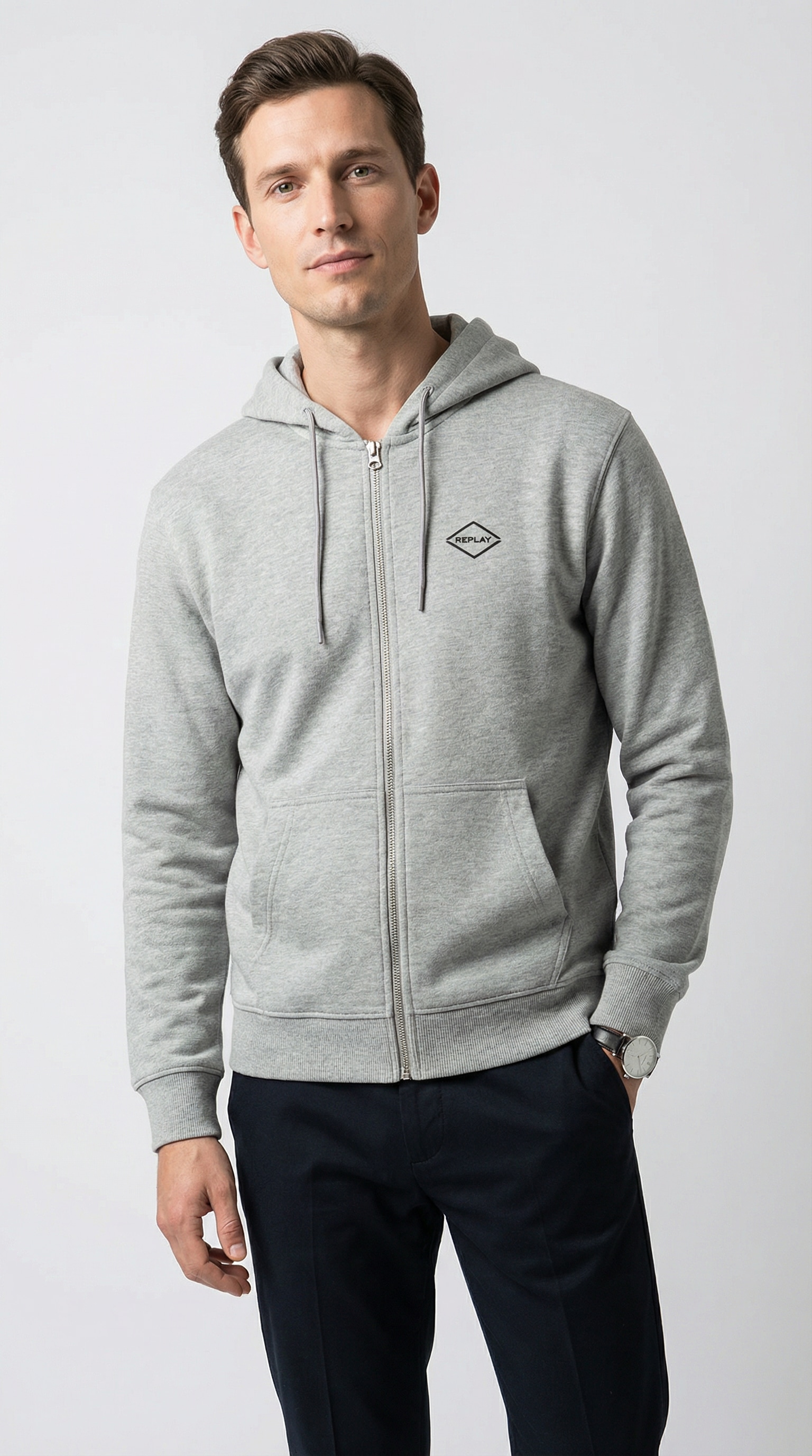 Image of Replay Kapuzensweatjacke aus Baumwolle, Regular Fit