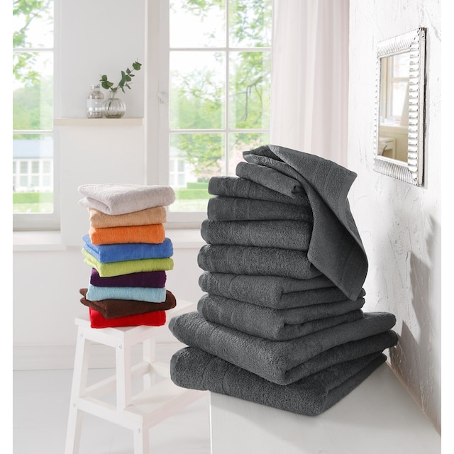 my home Handtuch Set »Inga«, Set, 10 tlg., Walkfrottee, Handtücher mit  feiner Bordüre, Handtuchset aus 100% Baumwolle versandkostenfrei auf