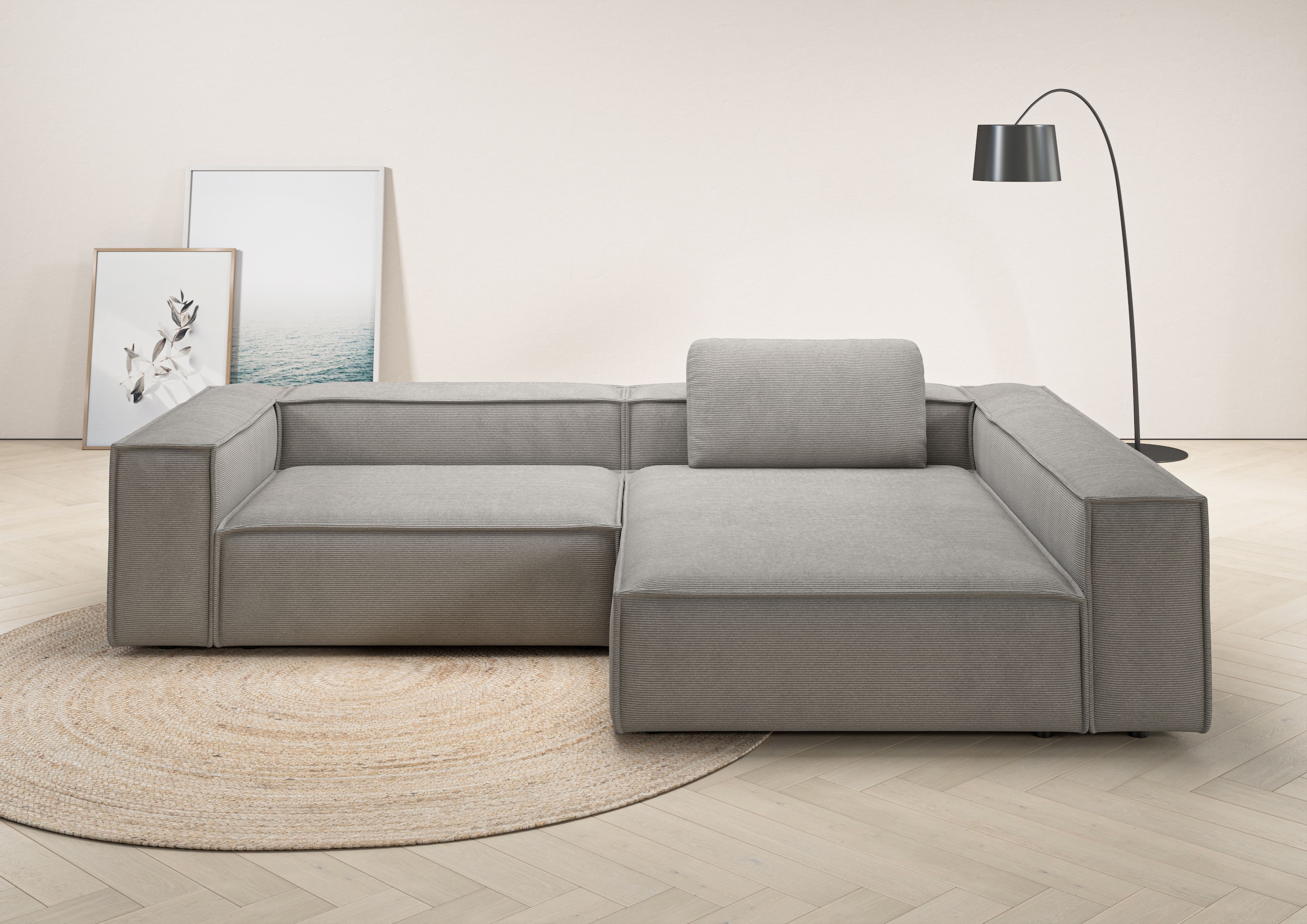 Image of Home affaire Ecksofa "Watertown, moderne XXL L-Form, 306 cm breit, Japandi Design" Komfortabel mit tiefer Sitzfläche – ideal für grosse Wohnräume