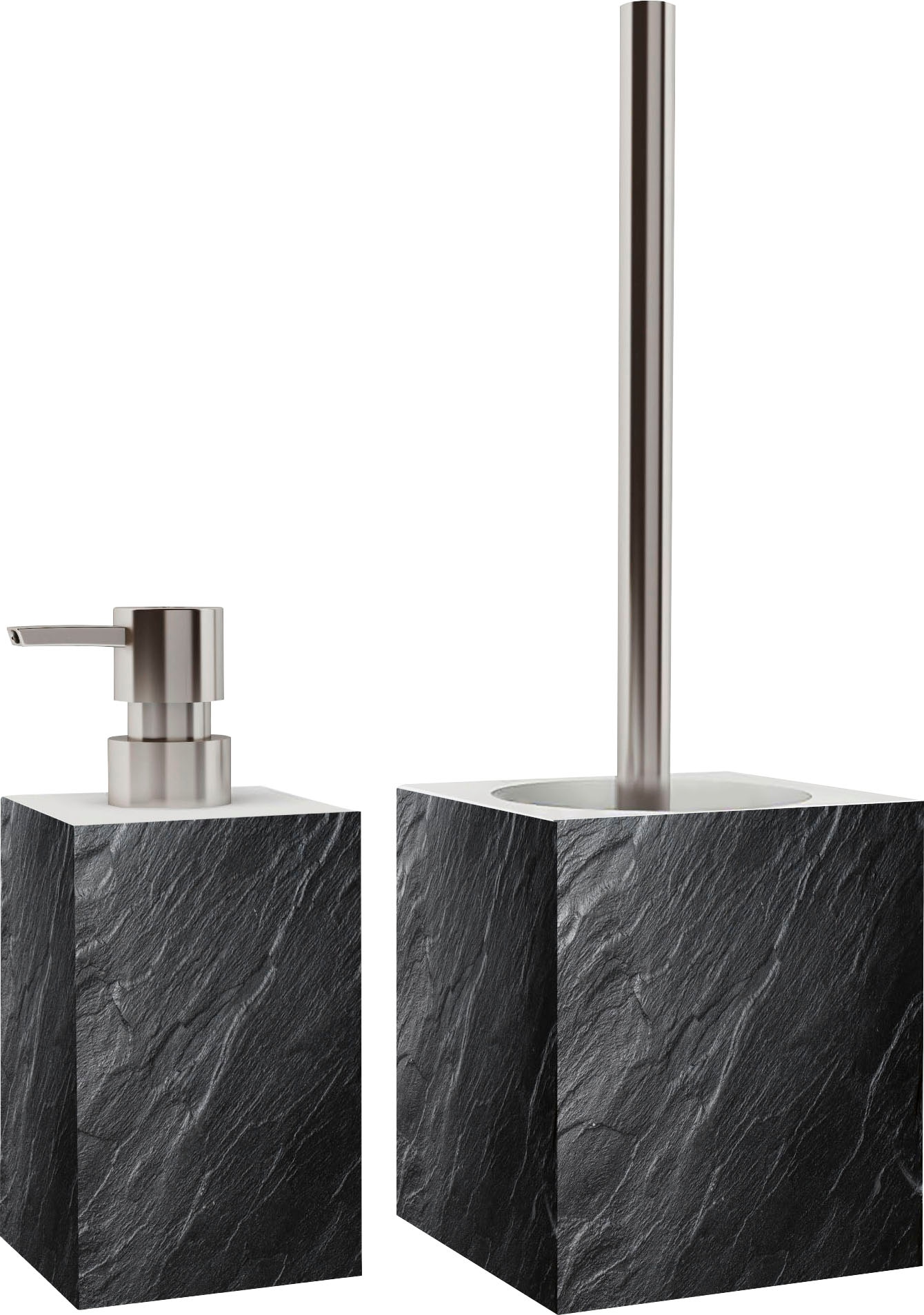 Badaccessoire-Set »Granit«, 2-teiliges Set aus Seifenspender und WC-Bürste