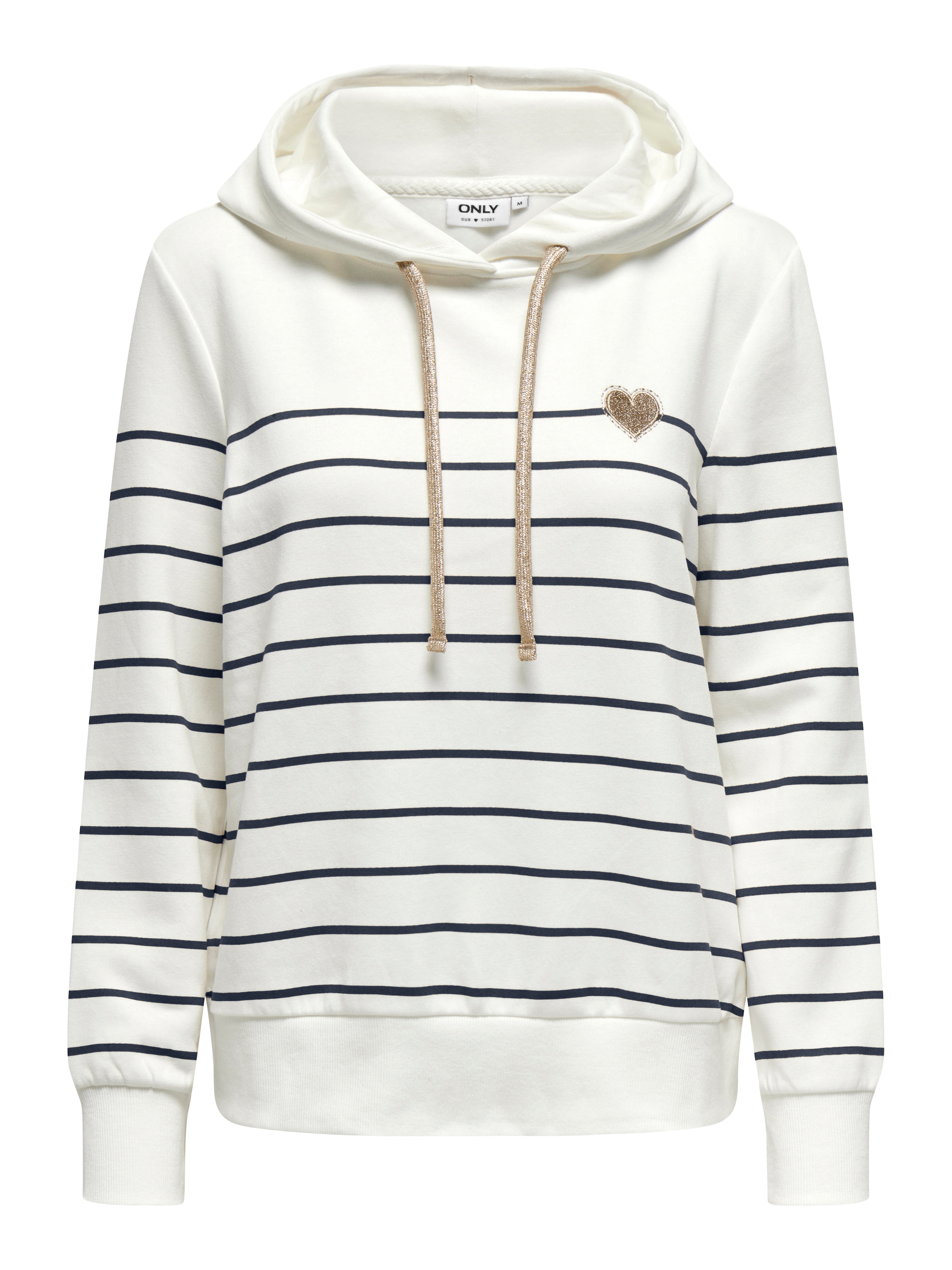 ONLY »ONLADELLE L/S STRIPE HOOD SWT«, mit Herz-Stickerei
