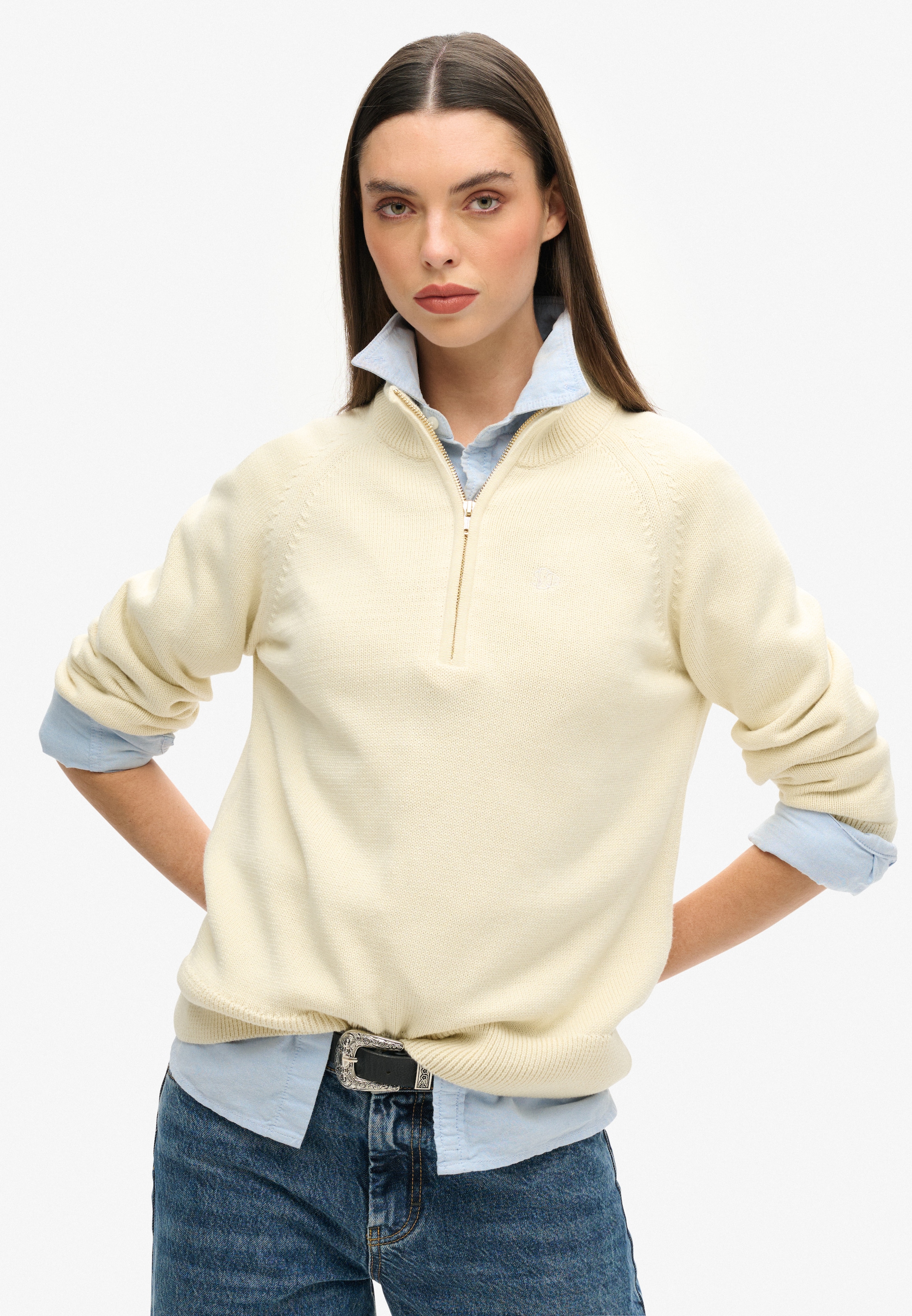 Image of Superdry Troyer "CLASSIC COTTON KNIT HALF ZIP" Baumwolle