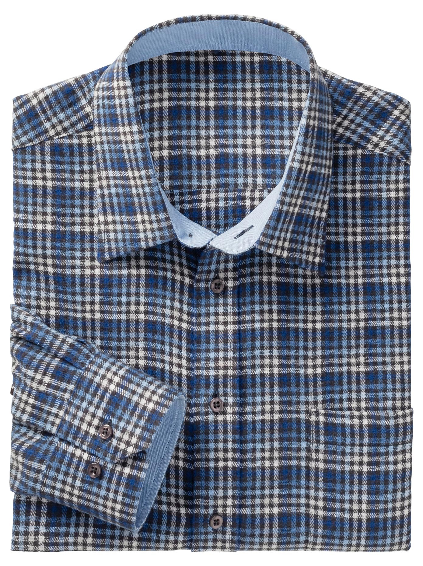 Marco Donati Langarm-Hemd in Leichtflanell-Qualität