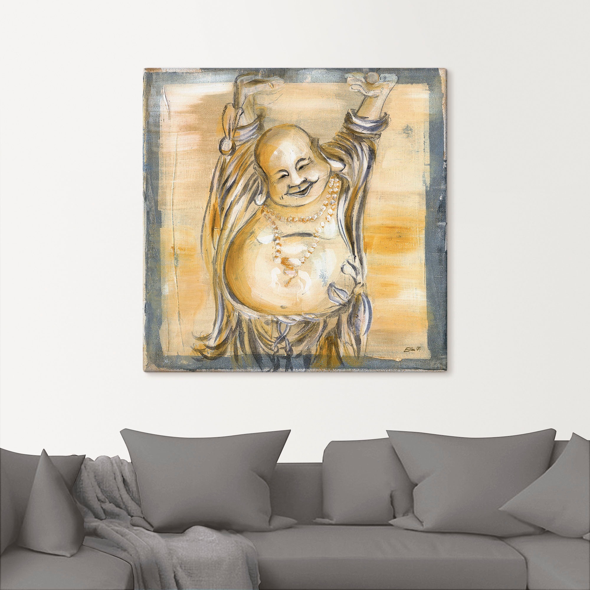Artland Wandbild »Fröhlicher Buddha II«, Religion, (1 St.), als Alubild, Outdoorbild, Leinwandbild, Poster, Wandaufkleber