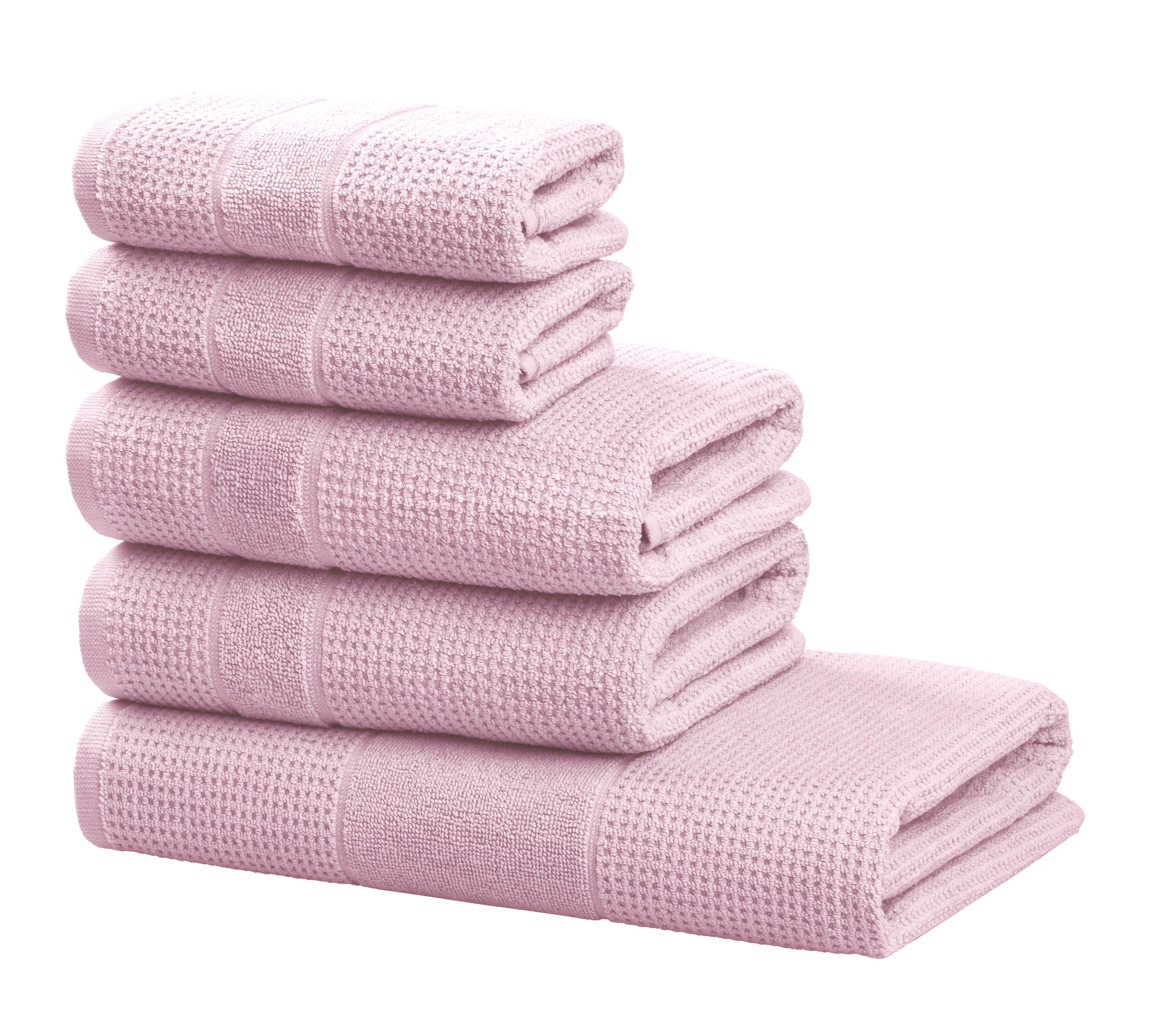 Image of GOODproduct Handtuch Set "Kimi, Duschtuch, Handtücher und Gästetücher" Set 5 Walkfrottee 100% Baumwolle, einfarbig, weich, mit Bordüre, besondere Struktur
