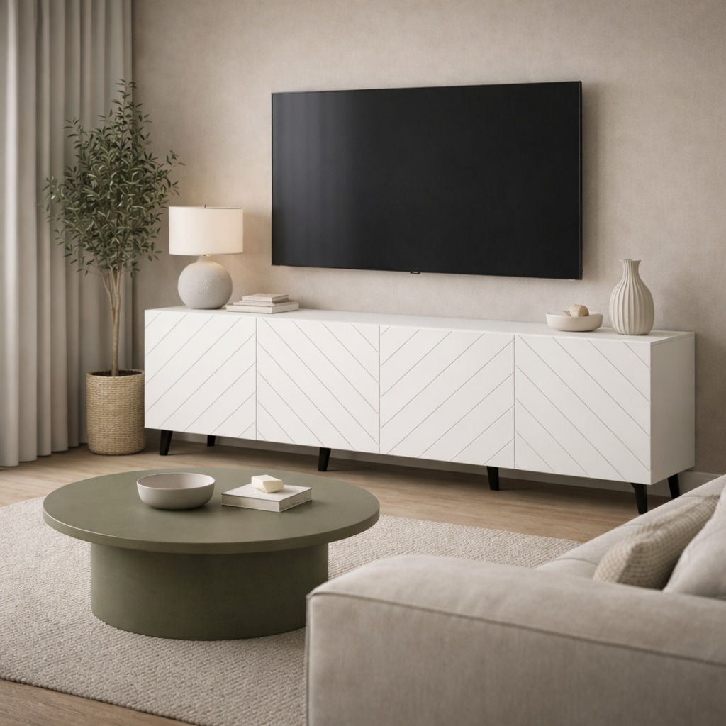 GOODproduct Lowboard »HOLLY 2.0, TV-Board, TV-Kommode, TV-Schrank, TV-Unterschrank, TV-Möbel« Modernes lackiertes Hochglanz TV-Board, grifflos, Breite 200 cm