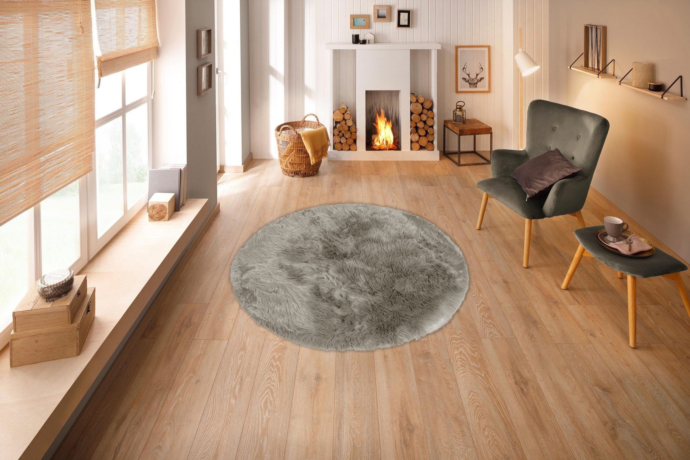 Home affaire Fellteppich »Valeria«, rund, 60 mm Höhe, Kunstfell Teppich, besonders weich und flauschig, fussbodenheizungsgeeignet, pflegeleicht, ideale Teppiche für Wohnzimmer, Schlafzimmer und Esszimmer