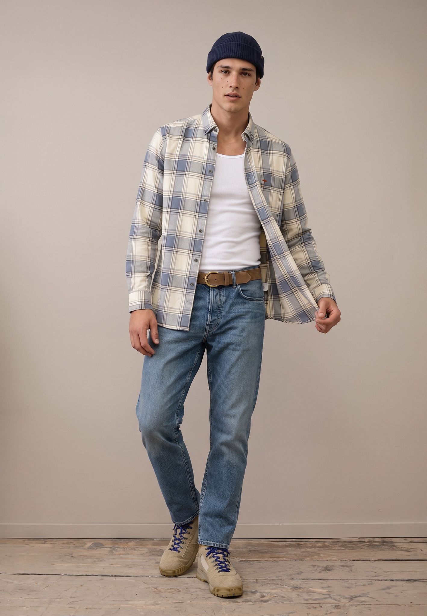 FYNCH-HATTON Chemise à carreaux mit Button-Down-Kragen