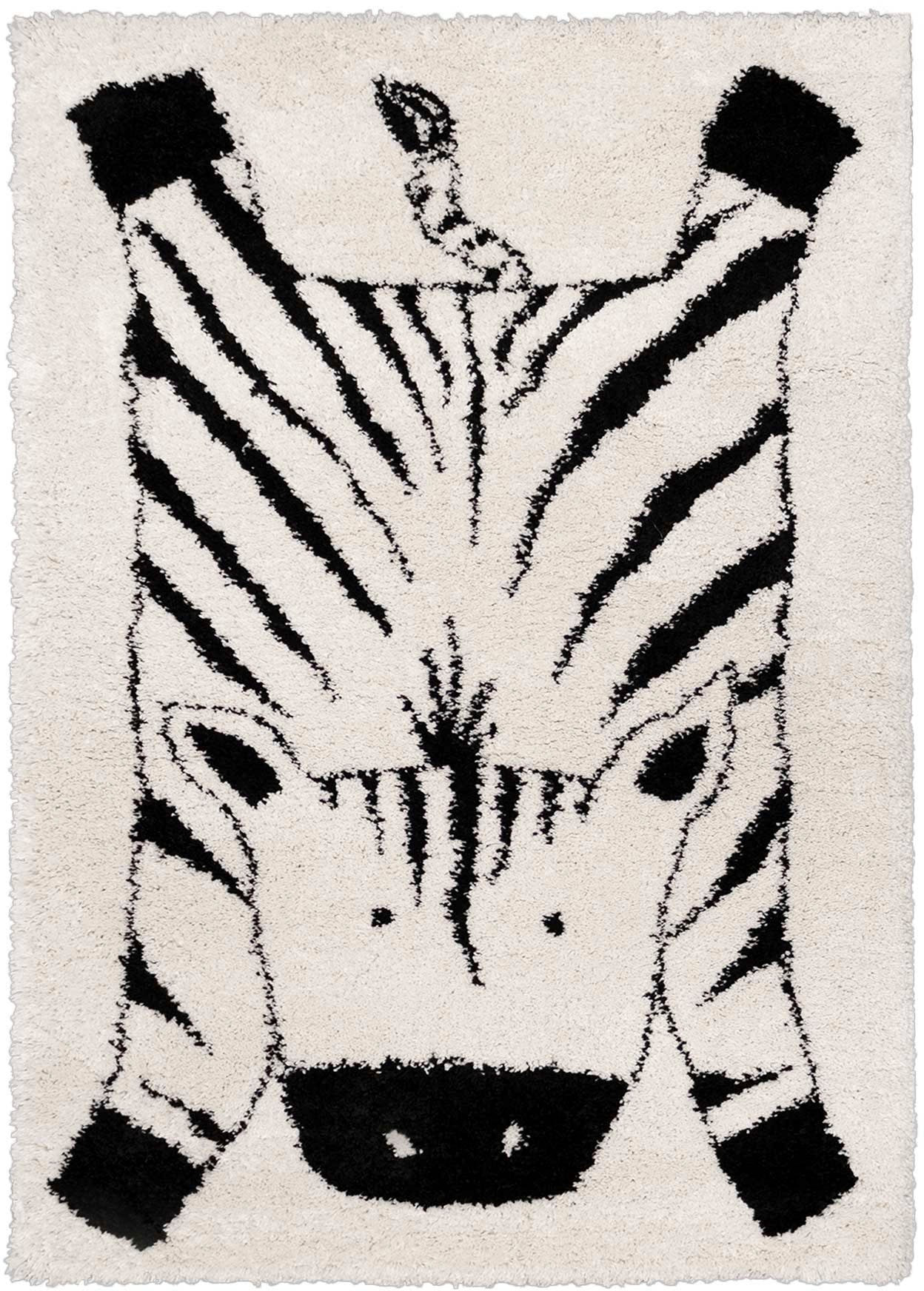 Primaflor-Ideen in Textil Kinderteppich »NOMAD - Zebra«, rechteckig, 35 mm Höhe, Hochflor, Motiv Zebra, weich & kuschelig, Kinderzimmer