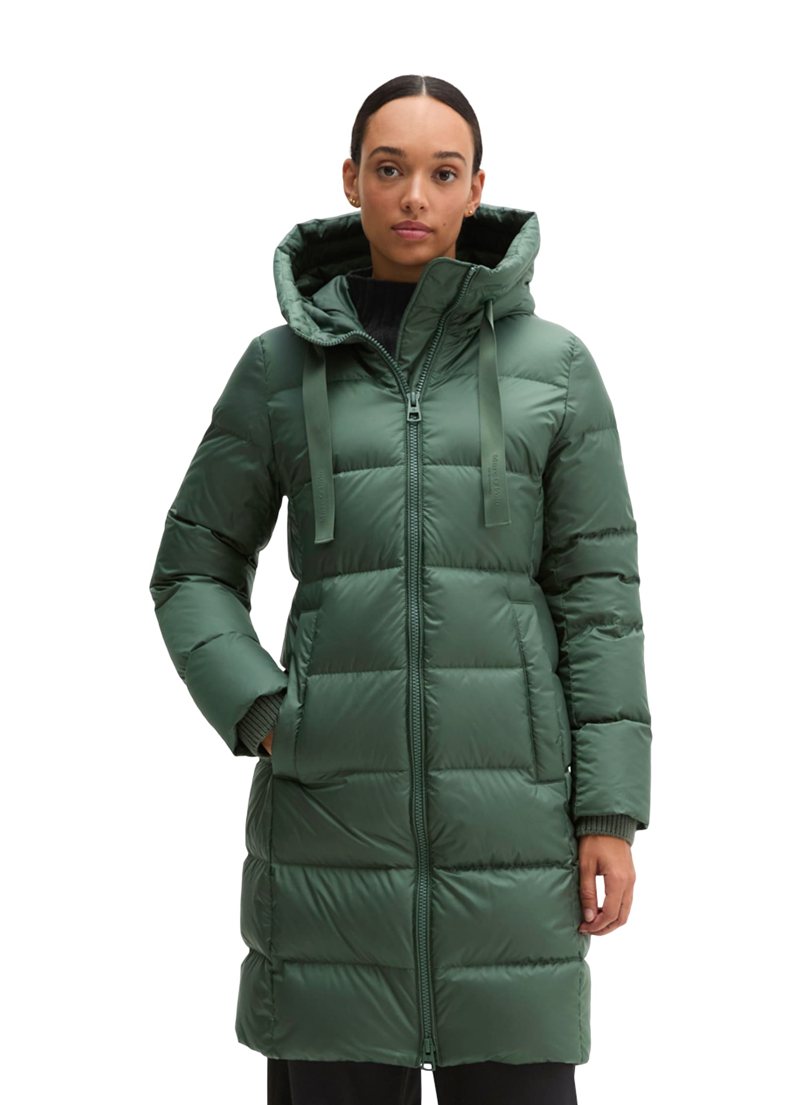 Image of Marc OPolo Daunenmantel mit 2-Way-Zipper und Label-Band an der Kapuze