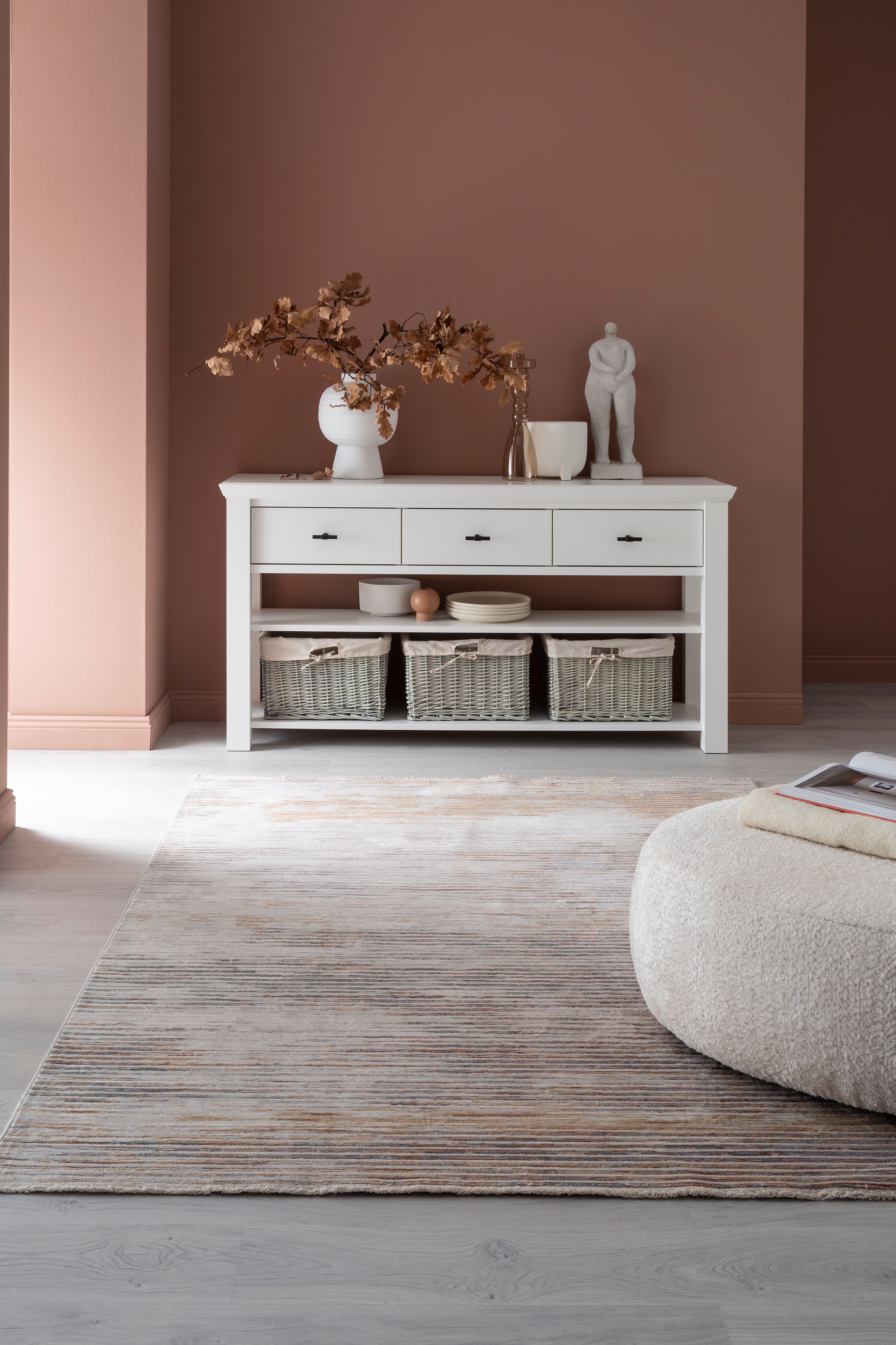 SCHÖNER WOHNEN-Kollektion Teppich »Charme 241«, rechteckig, 6 mm Höhe, leichter Kurzflor, Fransen, Wohnzimmer, Schöner Wohnen Kollektion