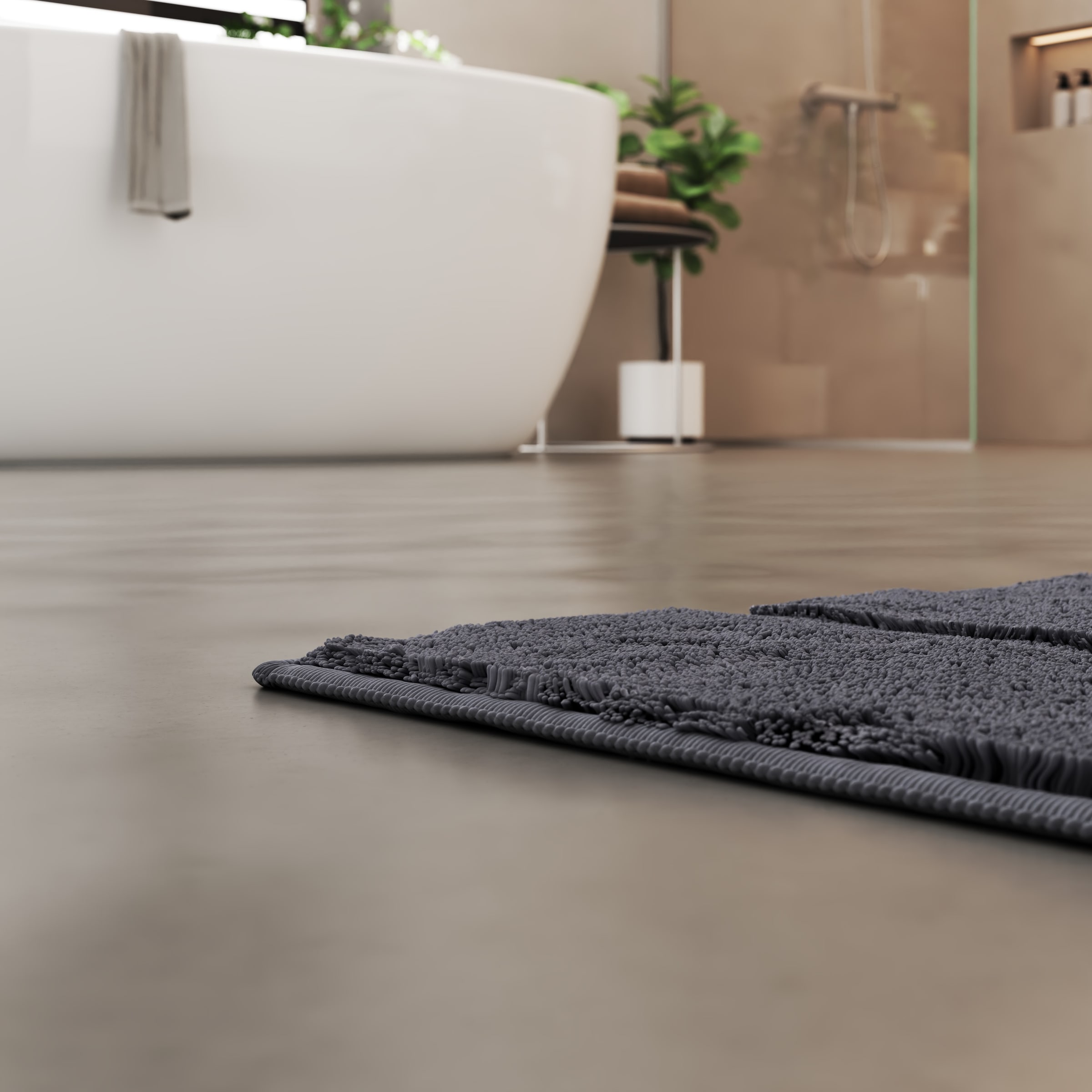 Grund Badematte »Riana, Badvorleger, Badezimmer Teppich, sehr weich«, rutschhemmend beschichtet, schnell trocknend, Modernes Design mit Linien in Hoch-Tief-Struktur, Made in Europe