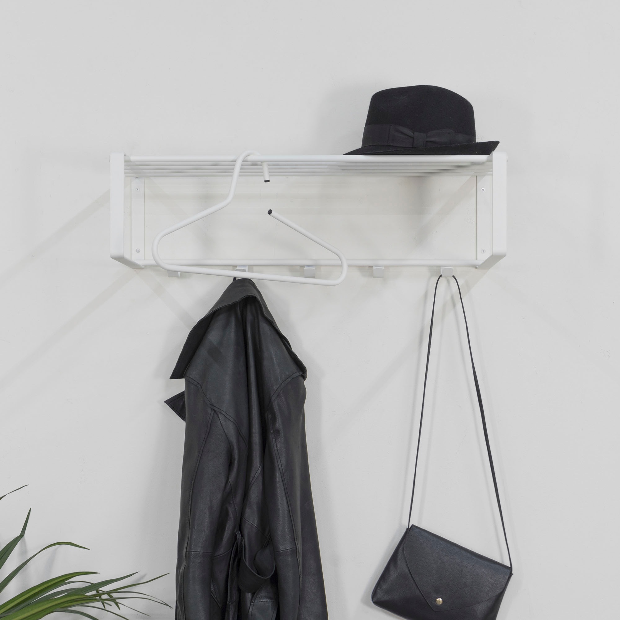 Image of Spinder Design Garderobenleiste "REX" Wandgarderobe aus Stahl mit Hutablage und 5 bzw. 7 Haken