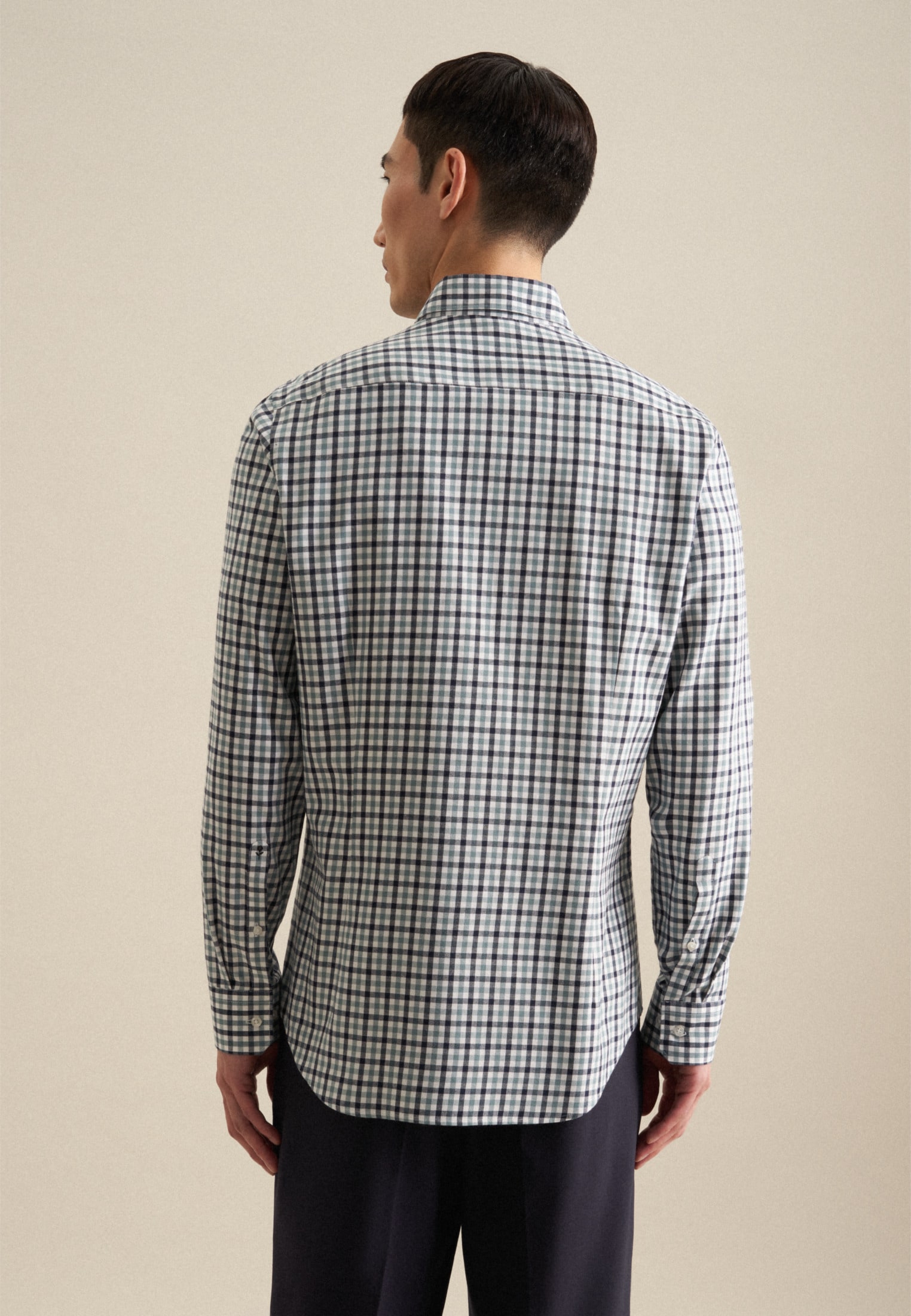 seidensticker Flanellhemd »Slim« Slim 1/1 Button-Down-Kragen Karo