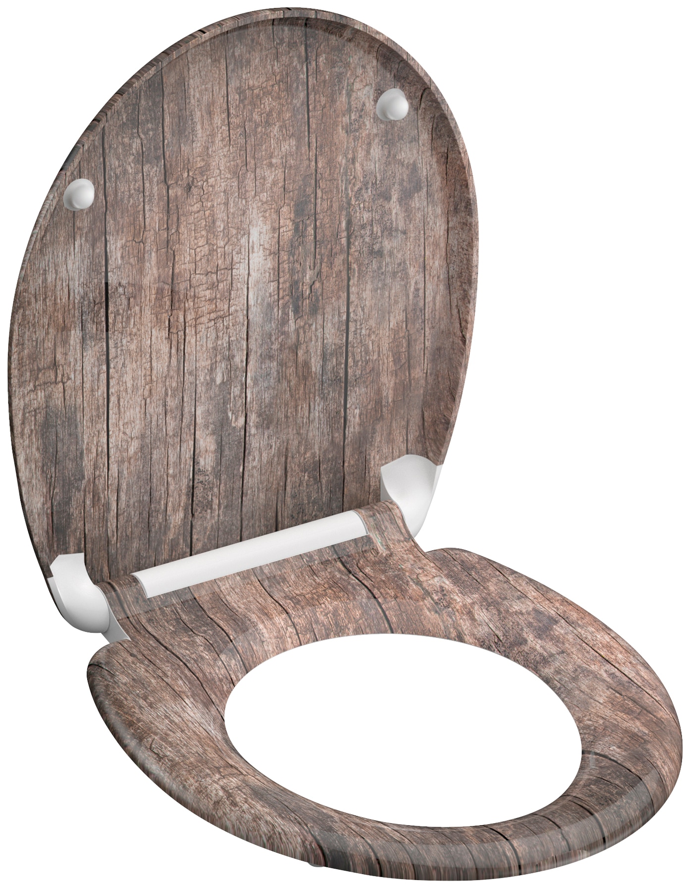 welltime WC-Sitz »Used Wood«, abnehmbar, Absenkautomatik, bruchsicher, kratzfest, Schnellverschluss