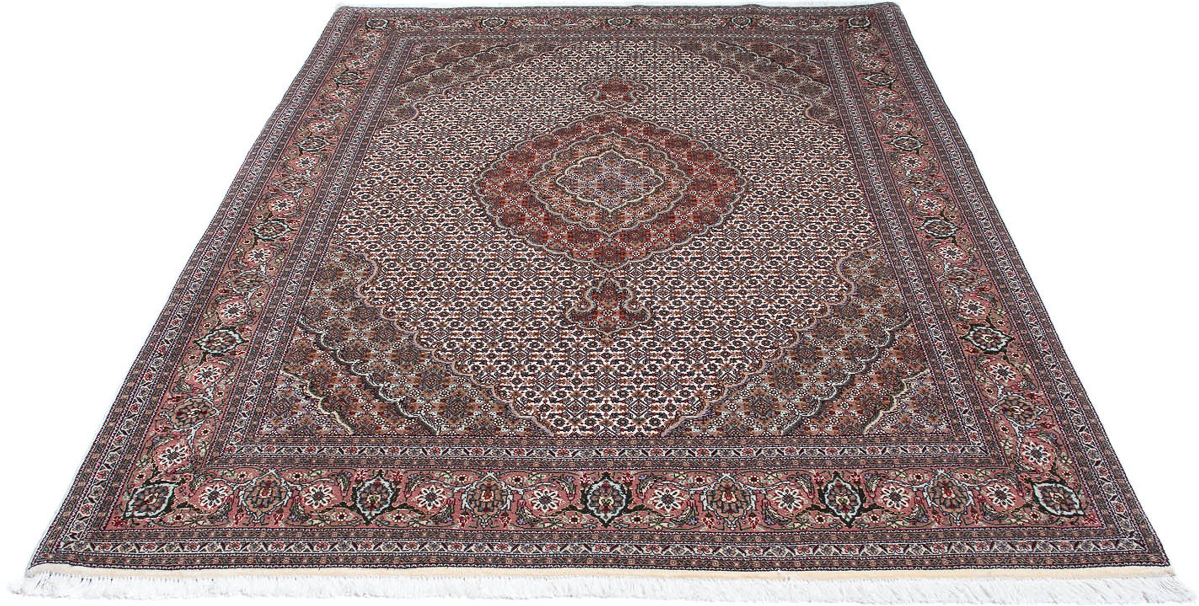 Image of morgenland Orientteppich »Perser - Täbriz - 212 x 153 cm - hellbraun«, rechteckig, 10 mm Höhe, Wohnzimmer, Handgeknüpft, Einzelstück mit Zertifikat bei Ackermann Versand Schweiz