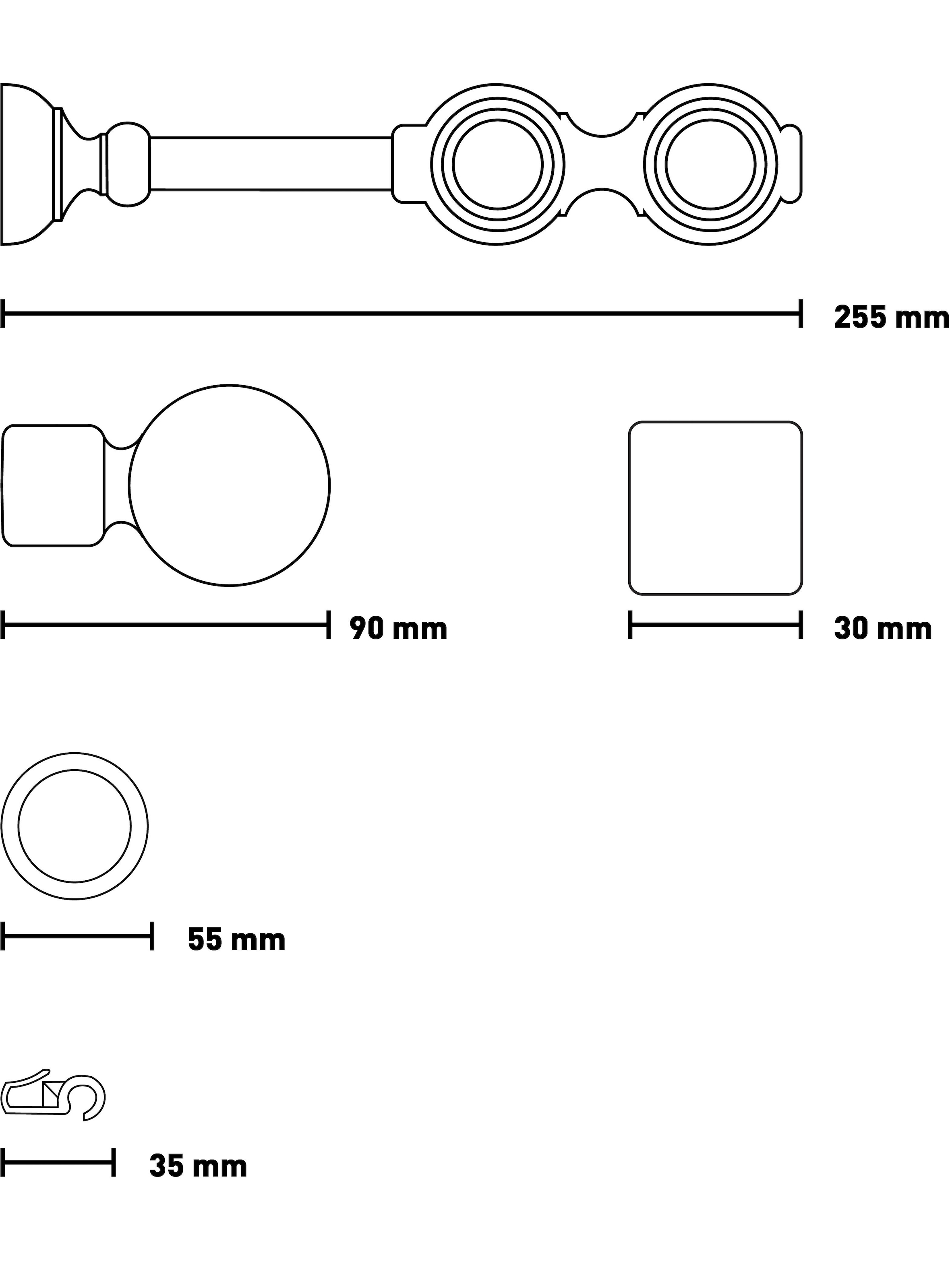 SN DECO GROUP Gardinenstange »Giro« 2 läufig-läufig Fixmass 28 mm, Holz, verschiedene Längen und Farben, Komplettset