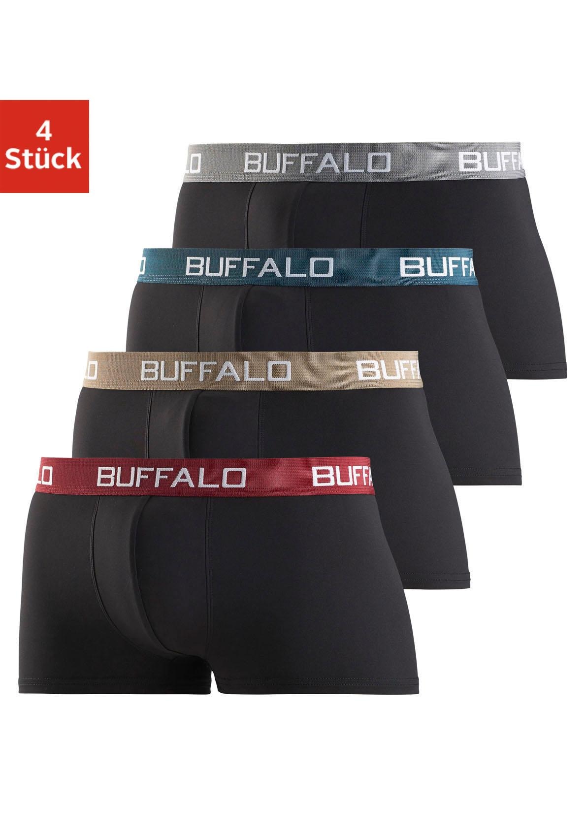 Buffalo Hipster, (Packung, 4 St.), Boxershorts mit Kontrastbund aus Baumwollmischung