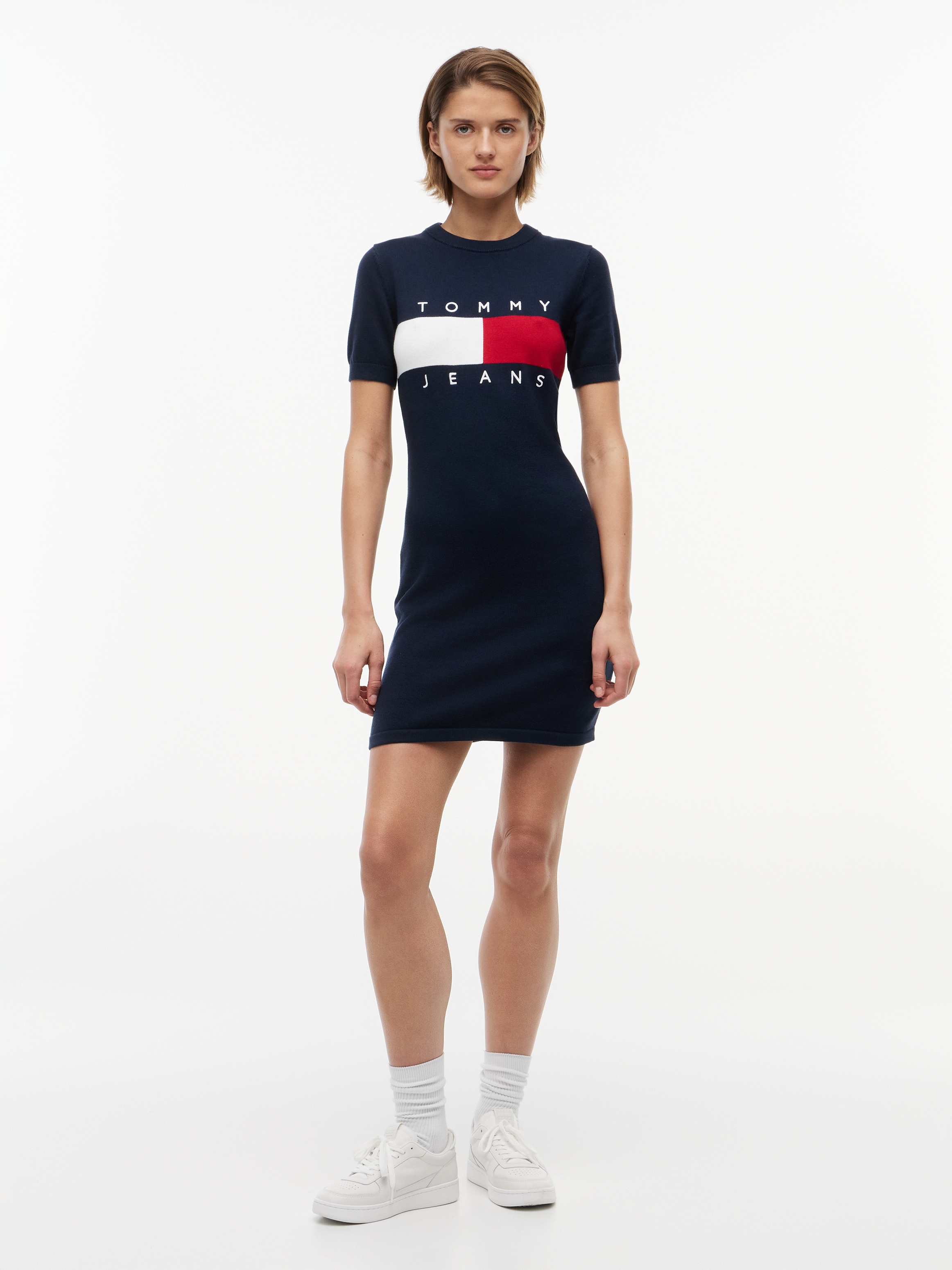 Tommy Jeans Robe en sweat »TJW FLAG SS SWEATER DRESS« Baumwolle