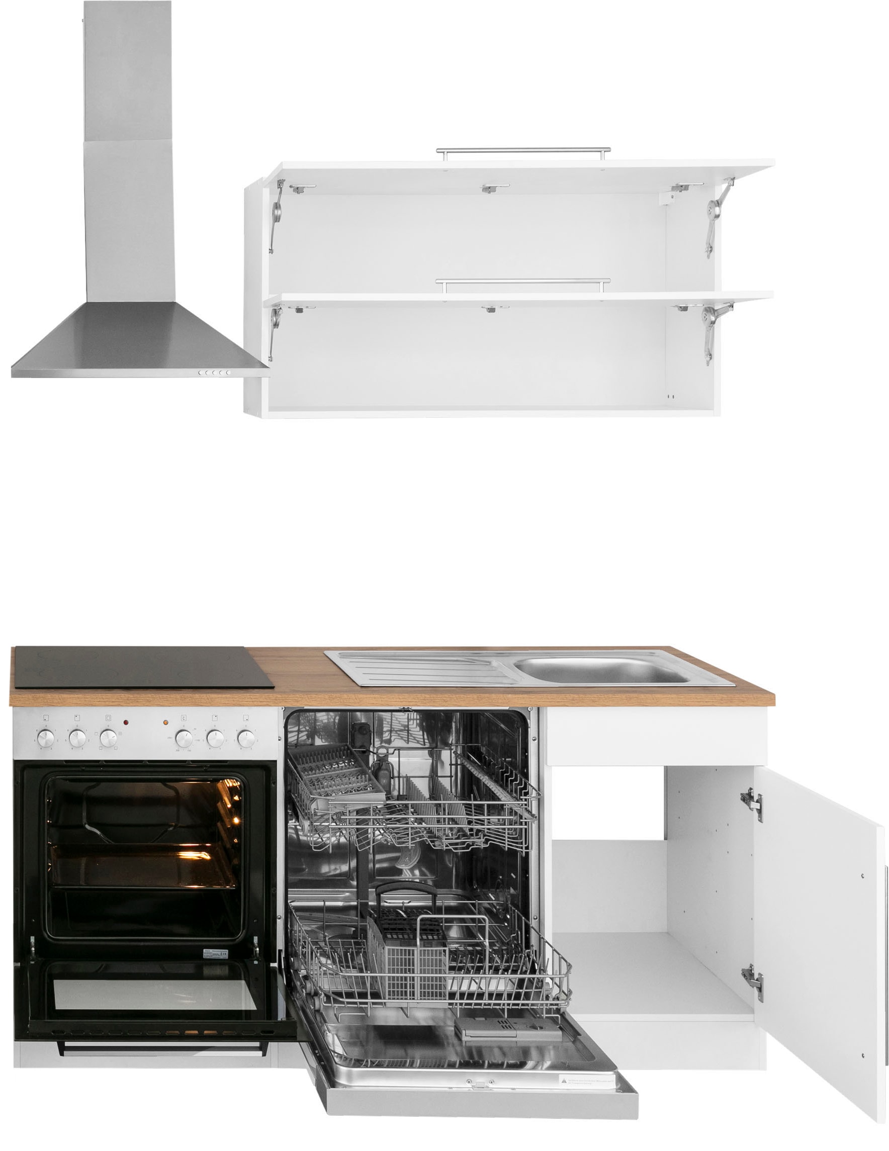 KOCHSTATION Kitchenette »KS-Samos« largeur 170 cm, avec ou sans appareils électriques, avec plan de travail
