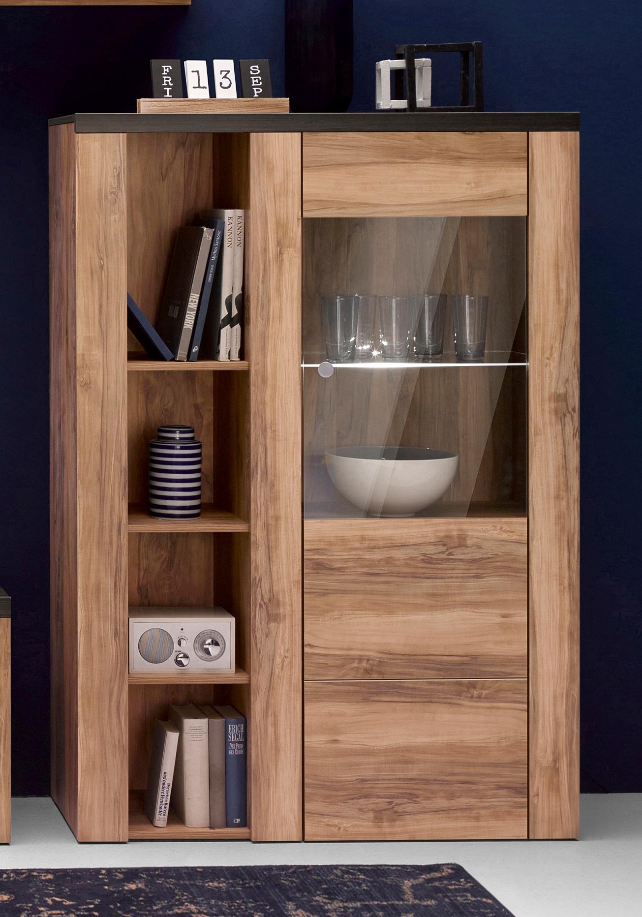 GOODproduct Vitrines »Larona, zeitlose Glasvitirne, Hochschrank Höhe 145 cm« Stauraumvitrine mit dekorativer Rahmenoptik,