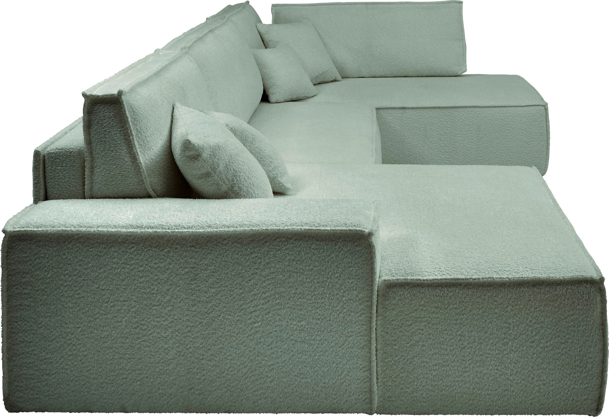 andas Wohnlandschaft »FINNLEY U-Form XXL 329 cm, Schlafsofa, Schlaffunktion m. Bettkasten«, (194/139 cm), Bouclé, Struktur und Cord