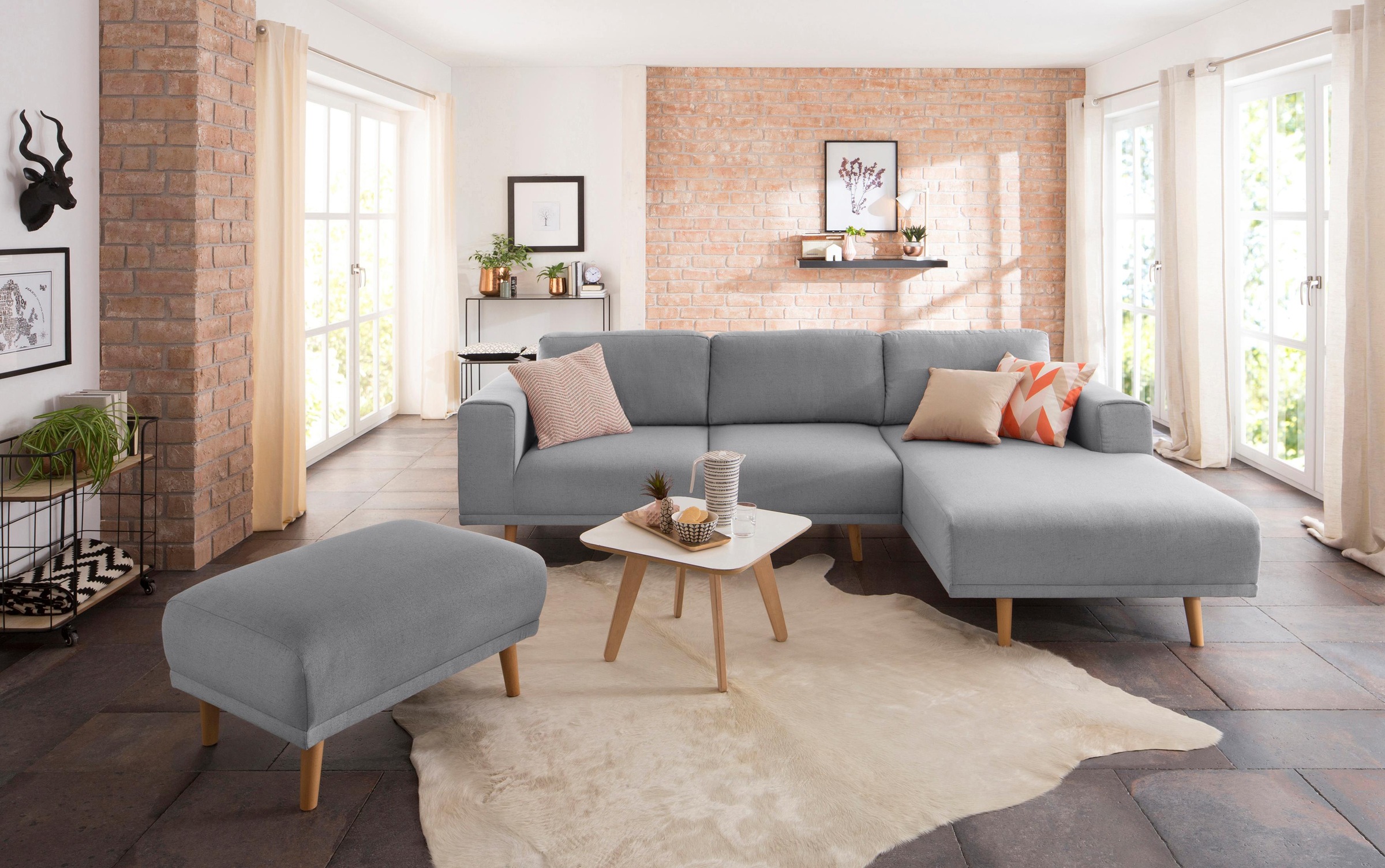 Home affaire Ecksofa »Lasse L-Form«, im scandinavischen Stil mit Holzfüssen