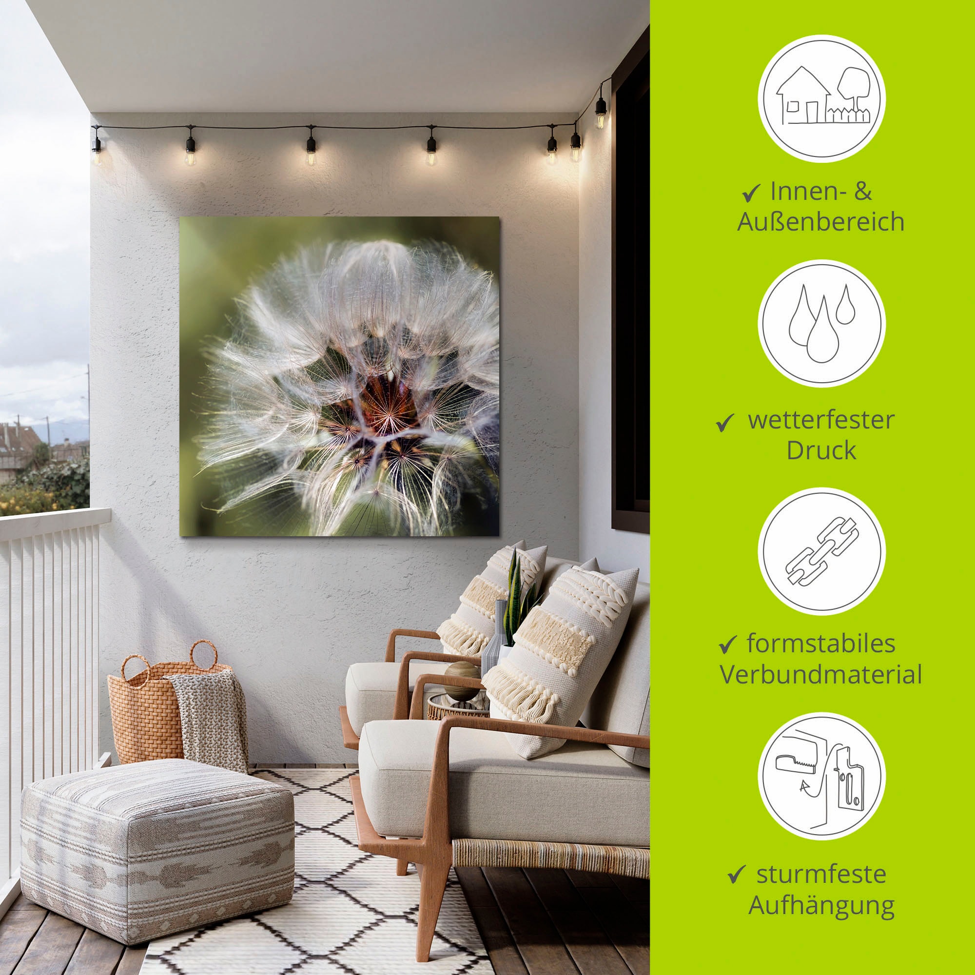 Artland Impression alu-dibond »Pusteblume II« 1 cuis tlg. für Innen- und Aussenbereich geeignet, Outdoorbild