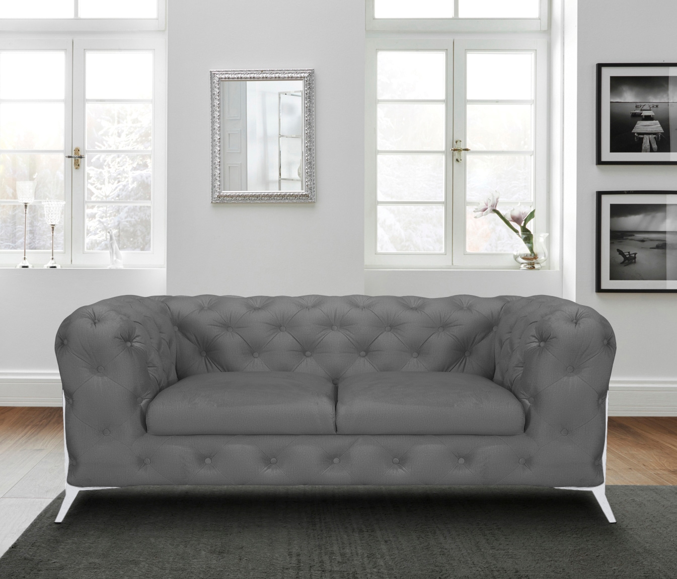 Leonique Chesterfield-Sofa »Amaury«, aufwändige Knopfheftung, moderne Chesterfield Optik, Fussfarbe wählbar
