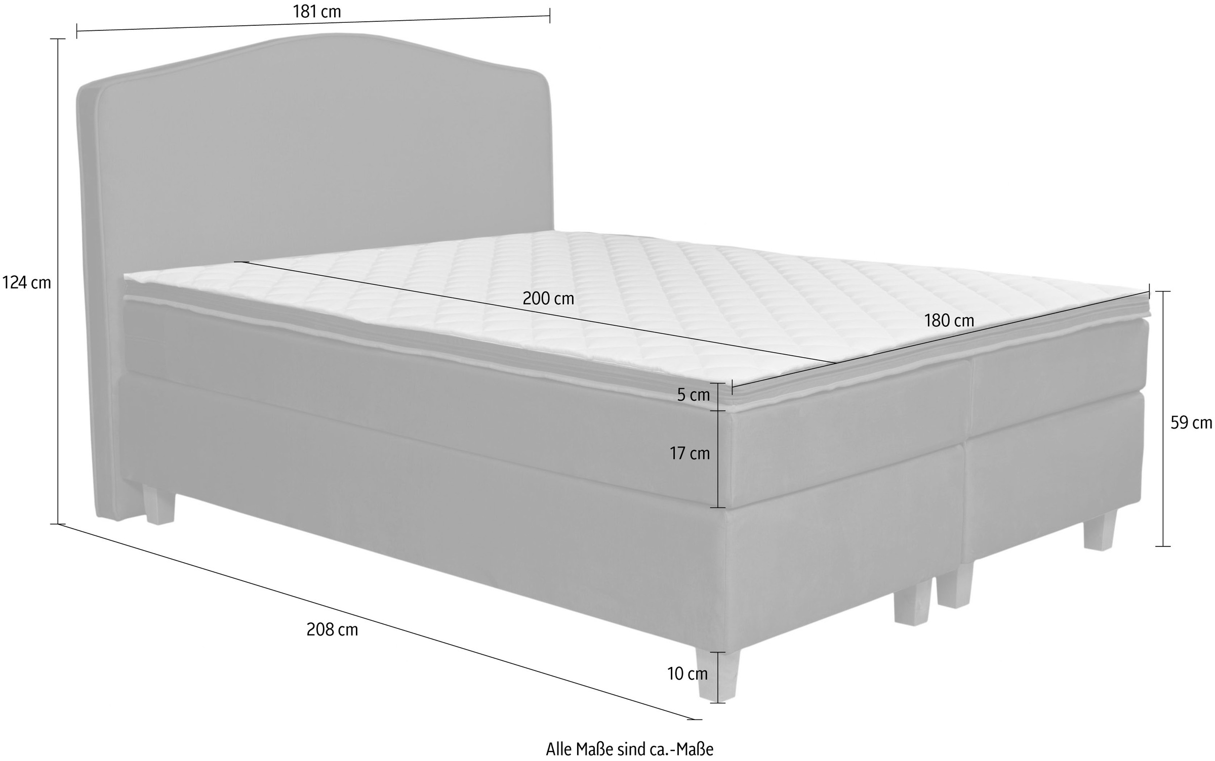 INOSIGN Boxspringbett »Jalma«, Füsse aus massiver Birke ; Inkl. Topper