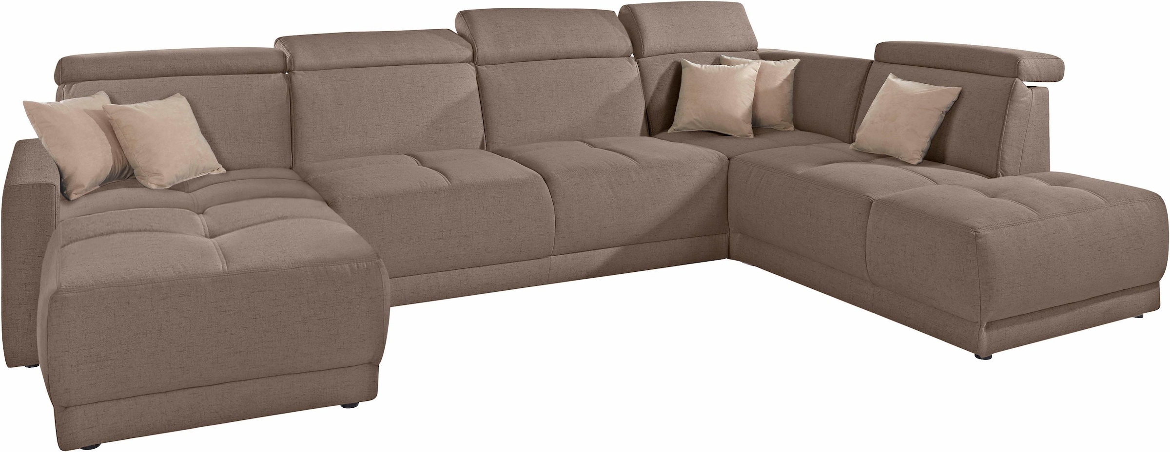 DOMO collection Wohnlandschaft »Ava moderne Sitzheftung mit toller Doppelnaht, komfortabel, U-Form«, mit Federkern, wahlweise mit Kopfteilverstellungen