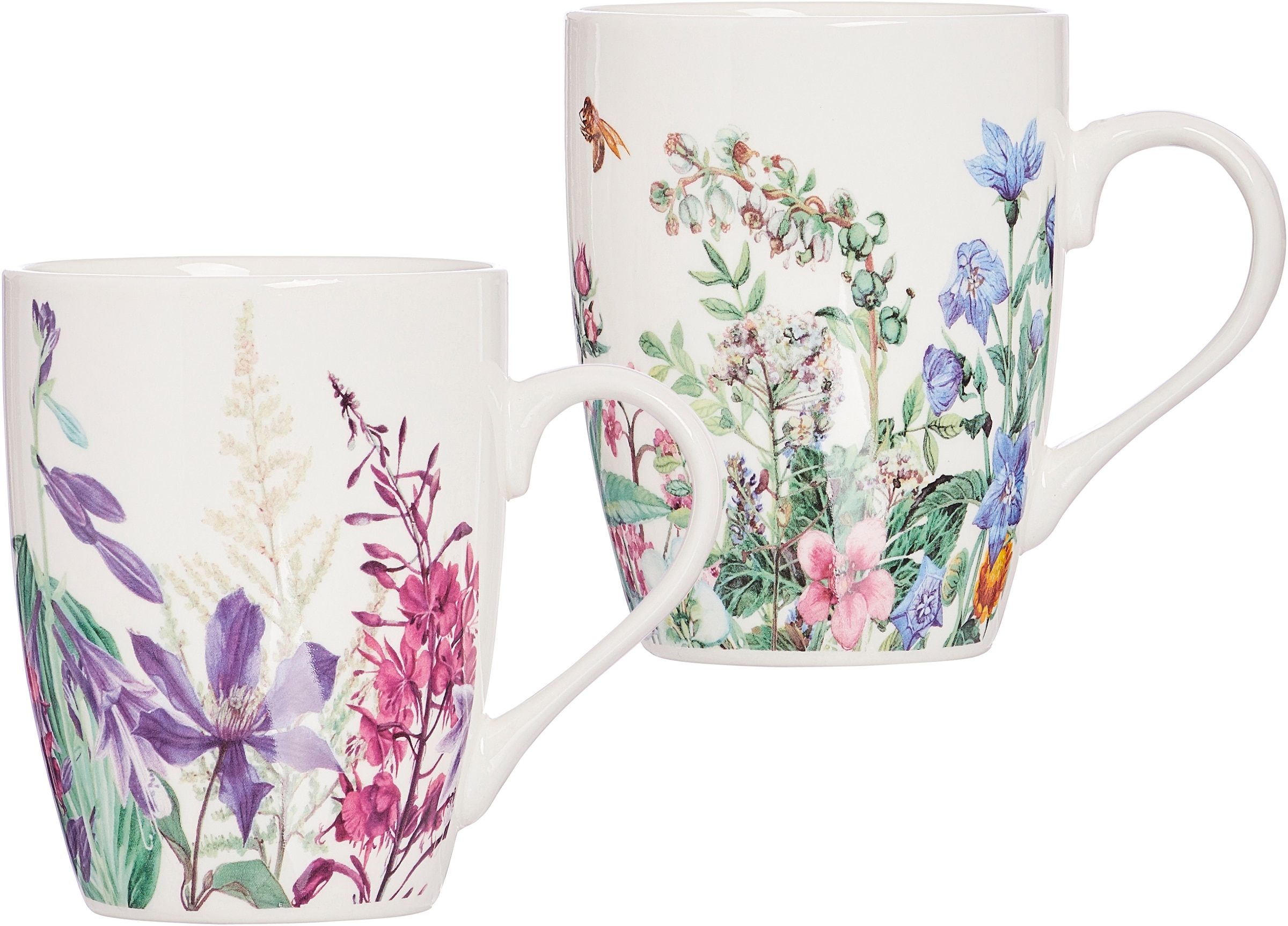 Ritzenhoff & Breker Becher »Botanik«, (Set, 2 tlg., 2 Kaffeebecher (300 ml, 10 cm hoch, 8,5 cm Durchmesser), Blütendekor, 300 ml, 2-teilig