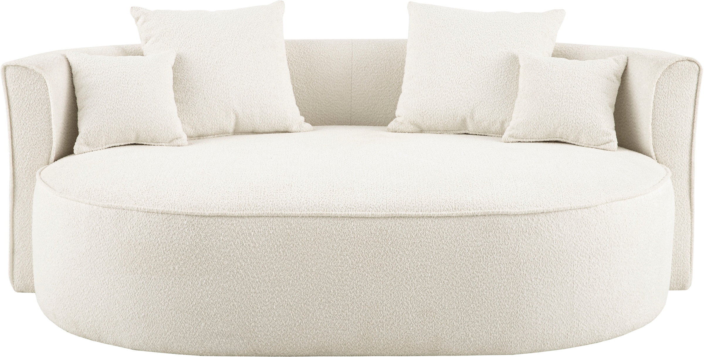 LeGer Home by Lena Gercke 2,5-Sitzer »ISALIE, rundes Loungesofa, mit Kissen, perfekt gepolstert«, moderne Stoffe, mit 4 Zierkissen, extra grosse Sitzfläche