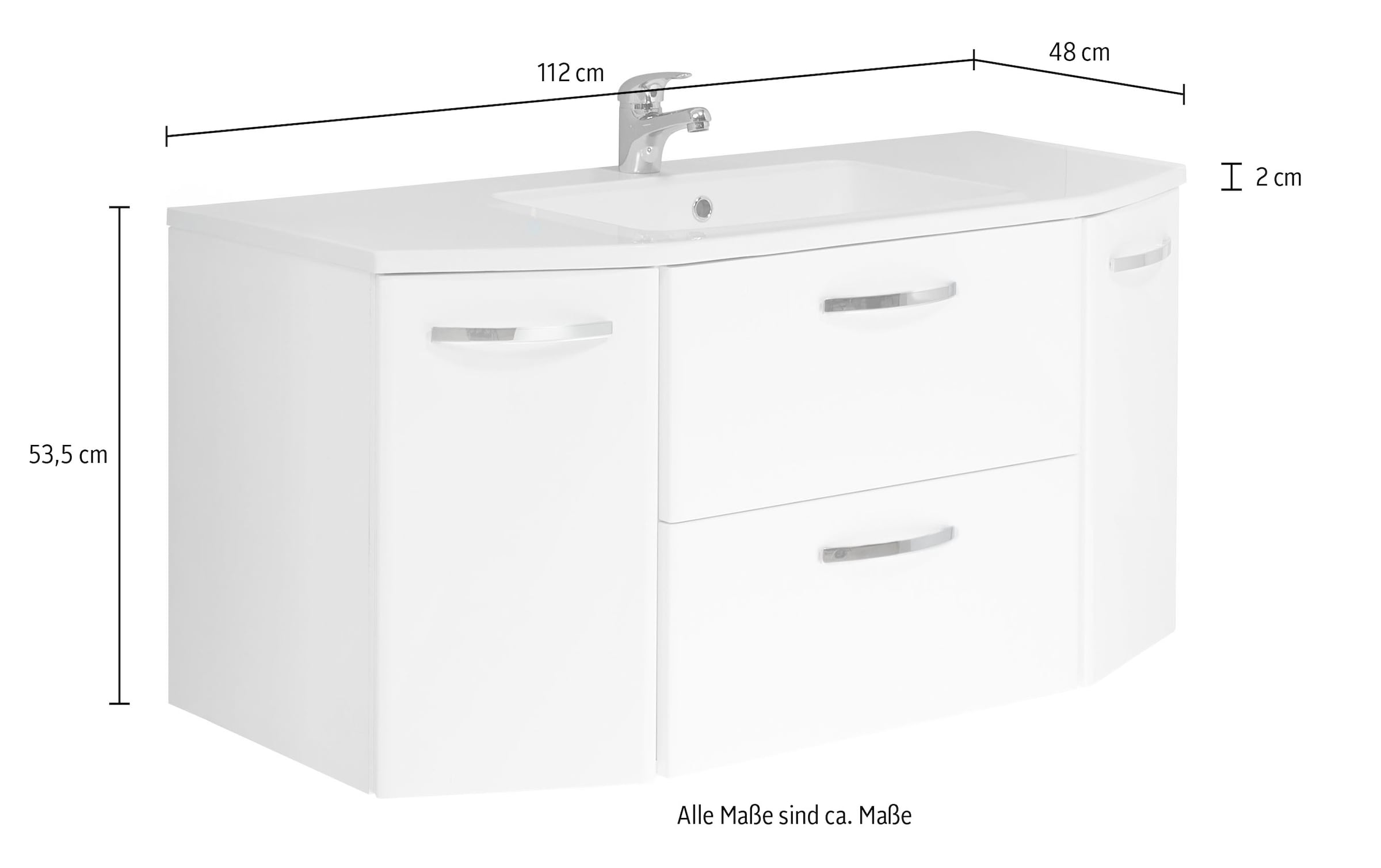 Saphir Waschtisch »Quickset 326, mit Mineralmarmorbecken, 112cm breit« 2 Stk. tlg.