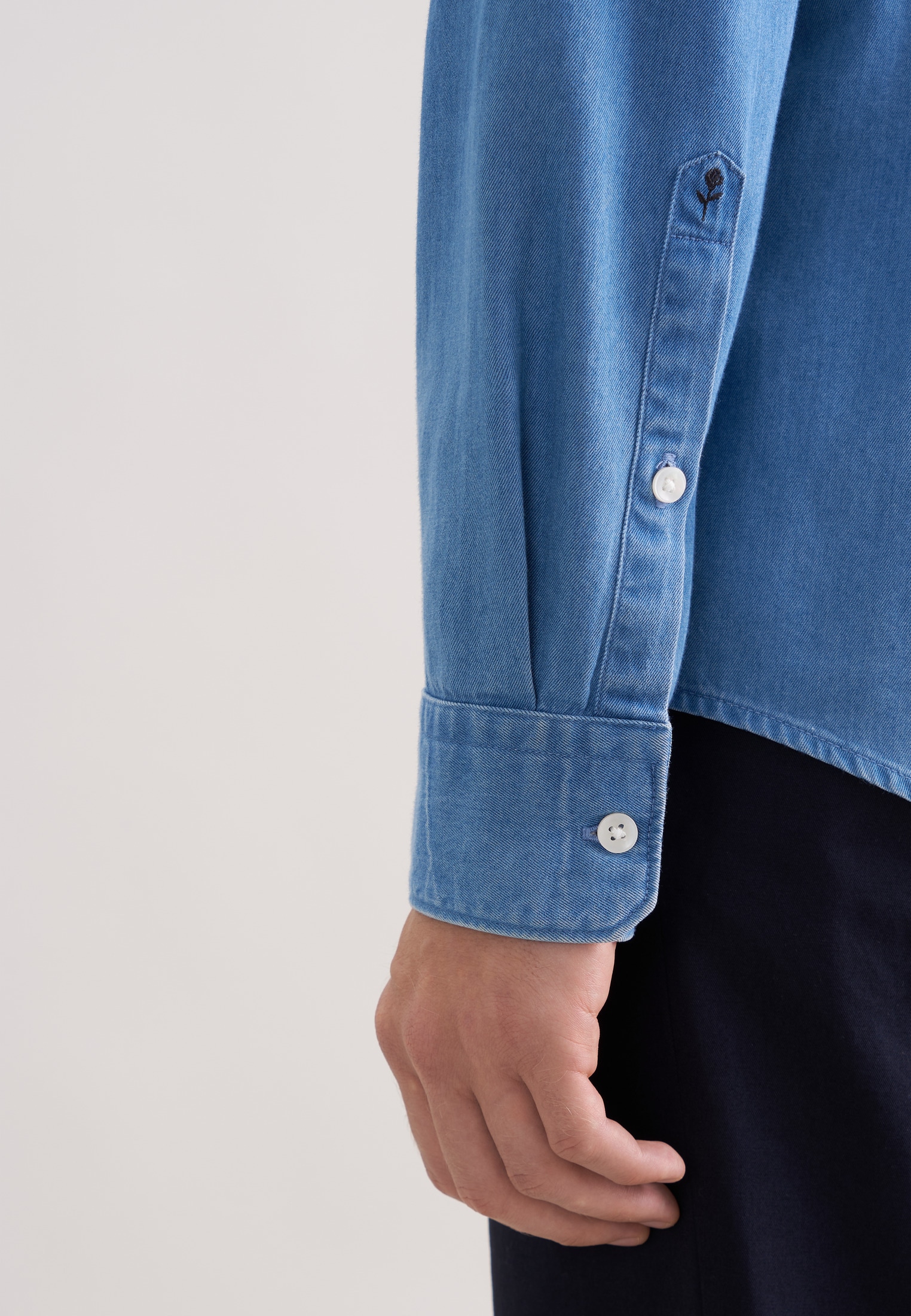 seidensticker Slim col Kent 1/1 en denim