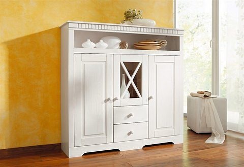 Image of Home affaire Highboard »Lisa«, aus schönem massivem Kiefernholz, mit dekorativen Fräsungen an der Topplatte, Breite 130 cm bei Ackermann Versand Schweiz